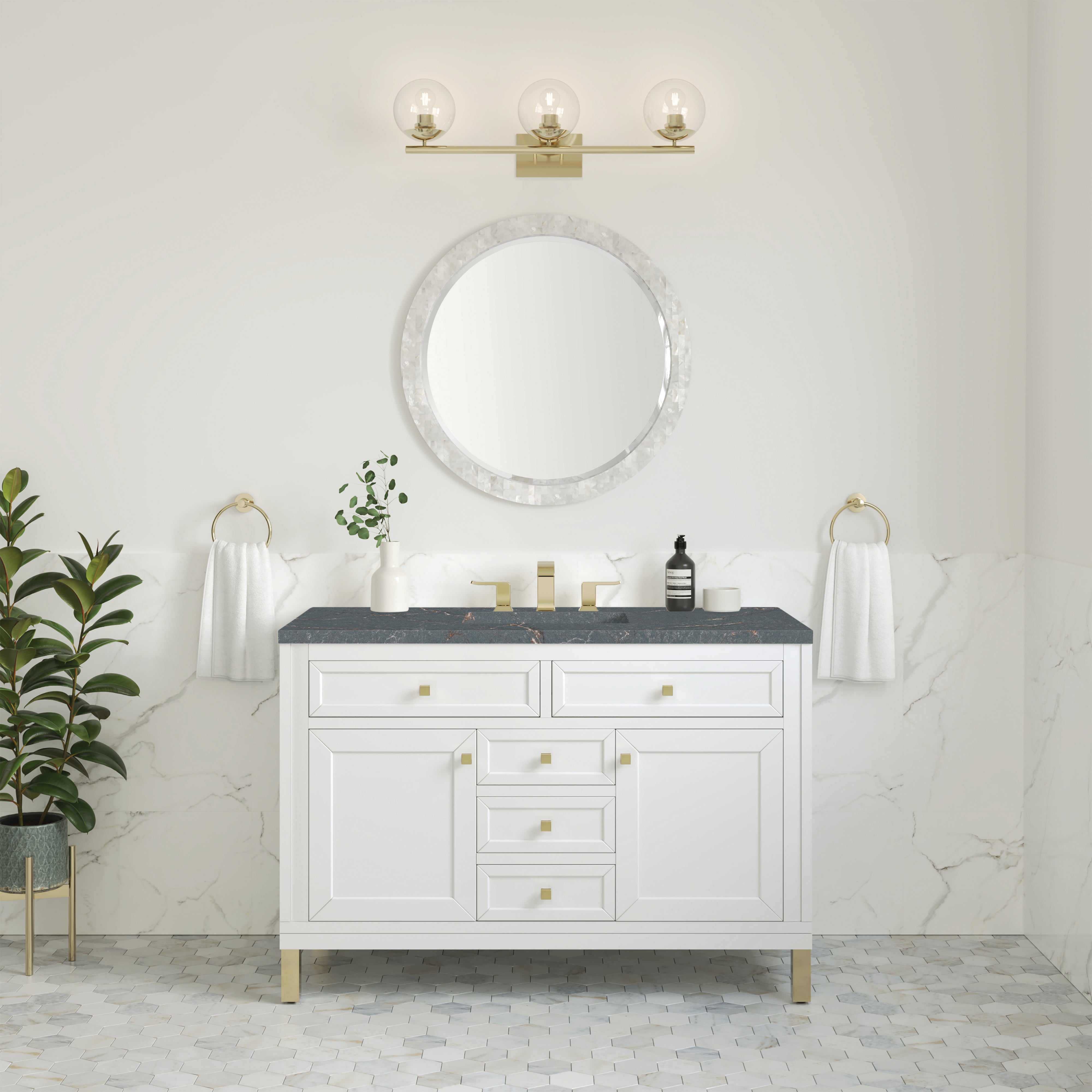 Glossy White / Parisien Bleu - 3 Faucet Holes