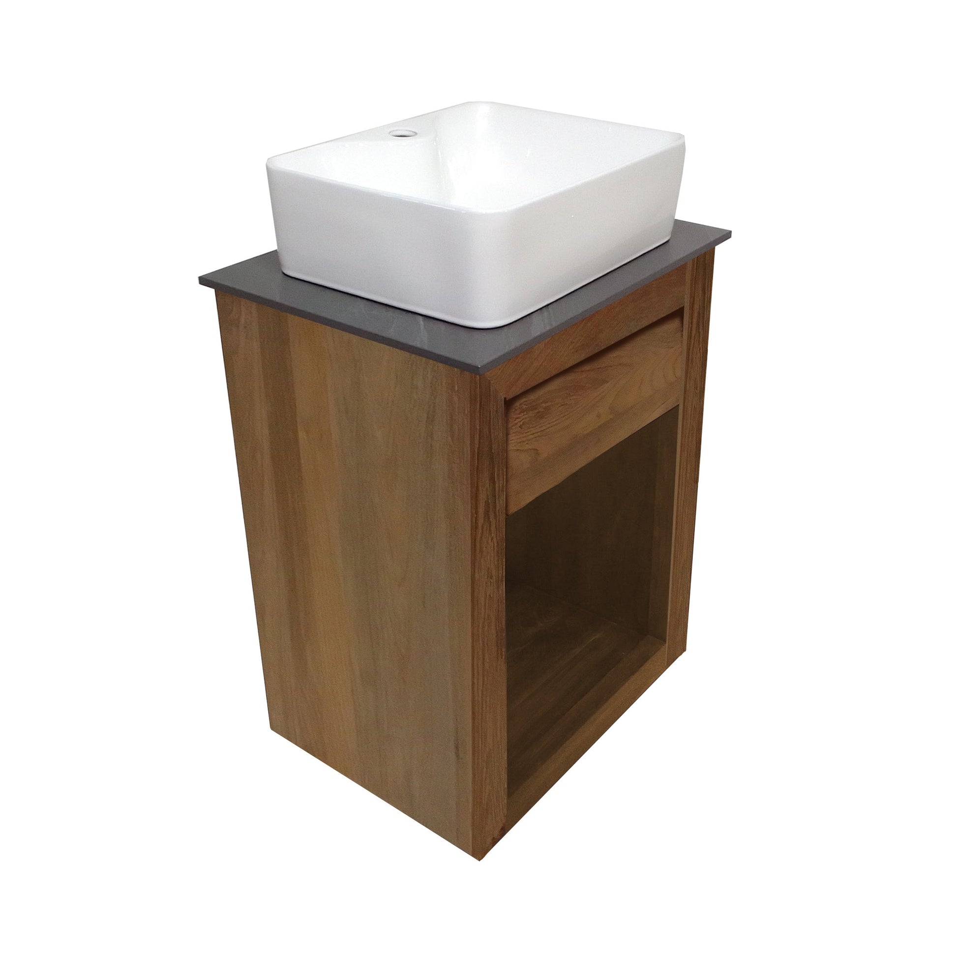 Brown Oak / White / 1-Hole