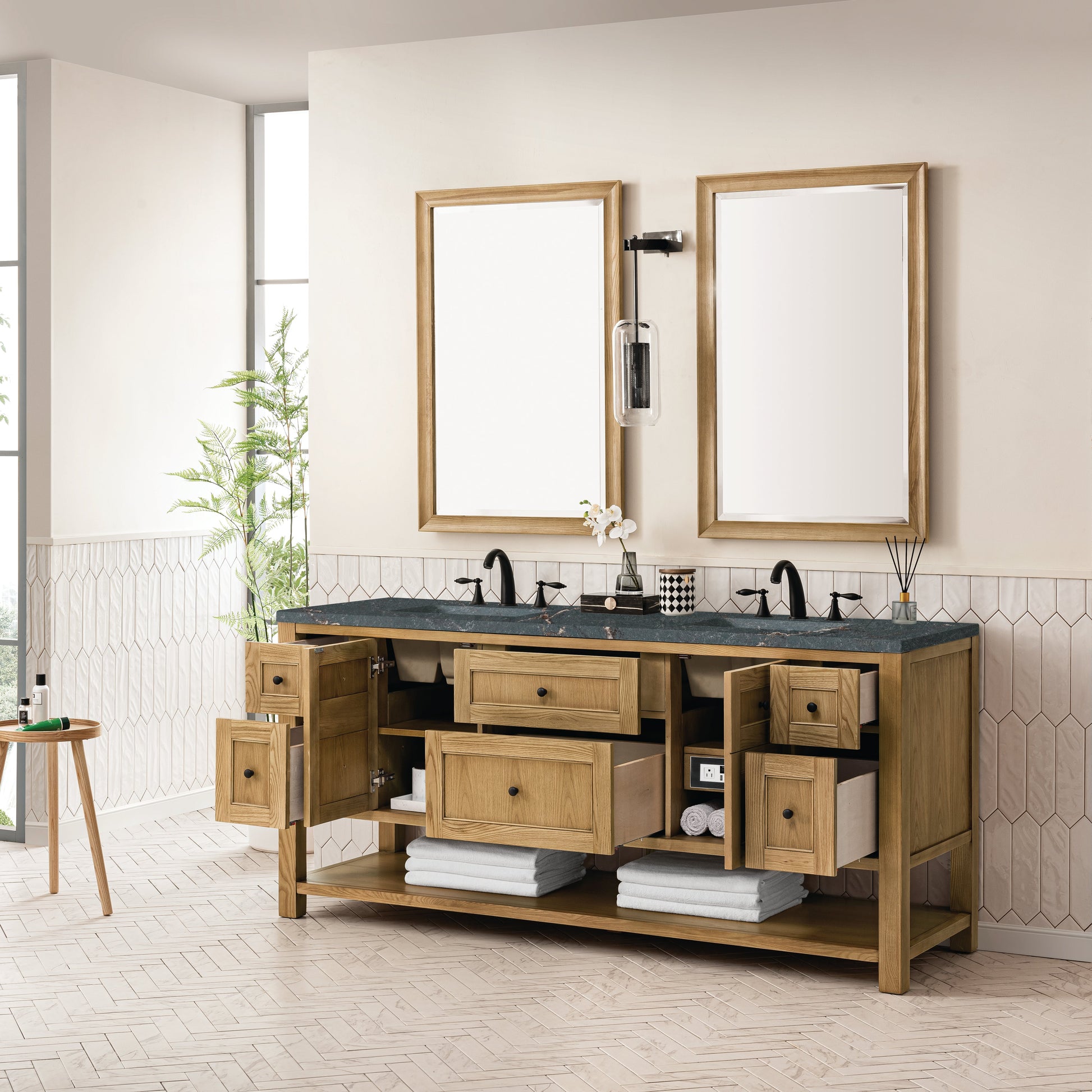 Light Natural Oak / Parisien Bleu - 3 Faucet Holes