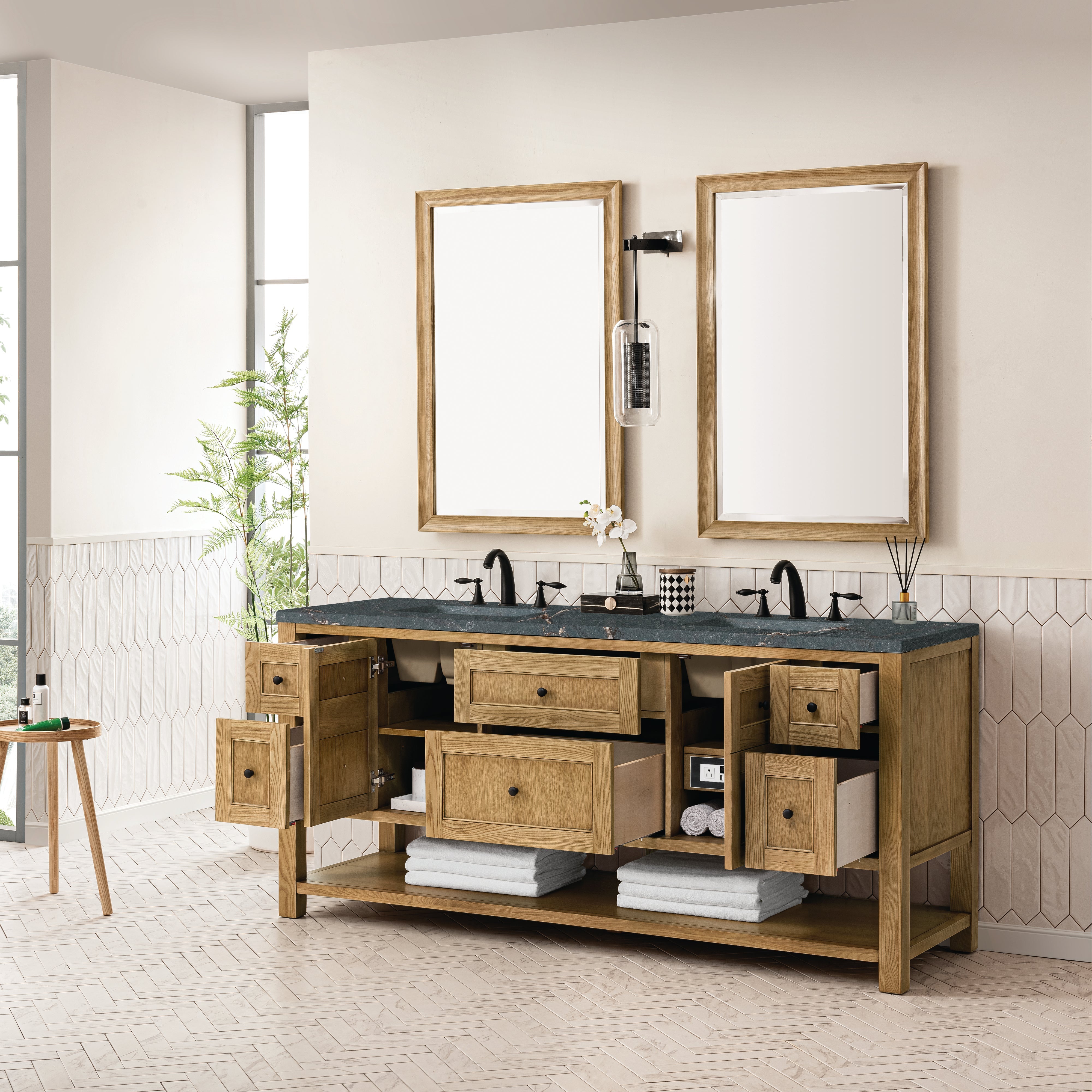 Light Natural Oak / Parisien Bleu - 3 Faucet Holes