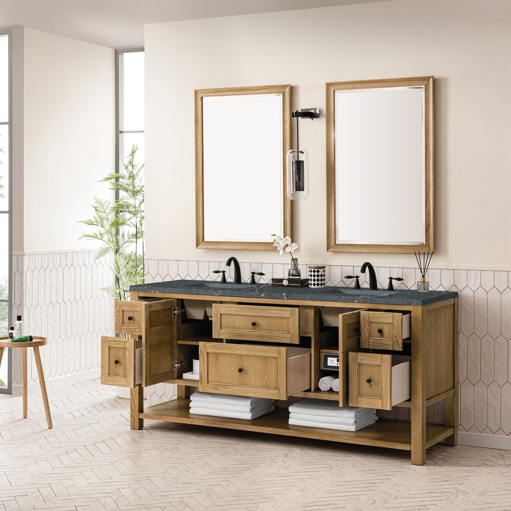 Light Natural Oak / Parisien Bleu - 3 Faucet Holes
