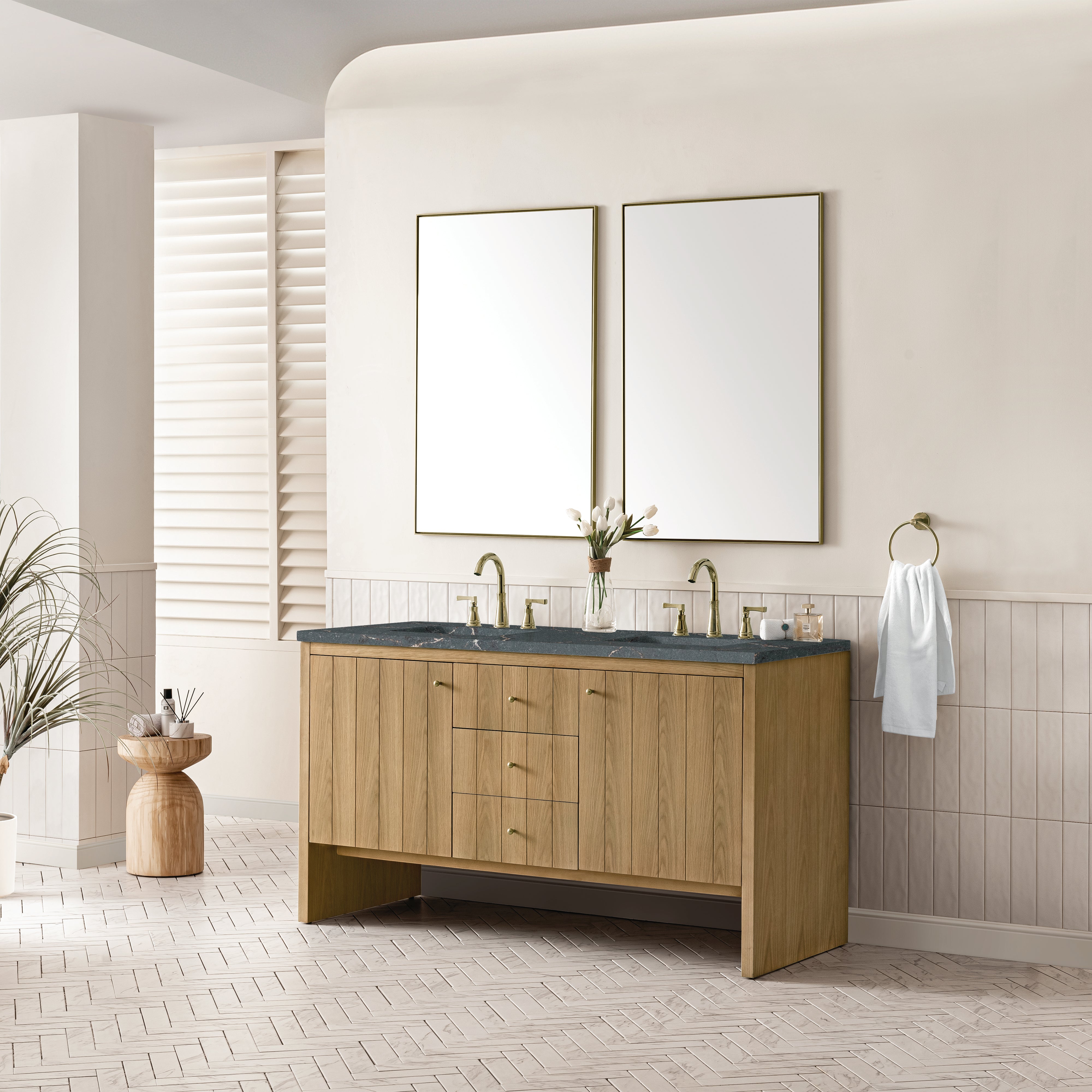 Light Natural Oak / Parisien Bleu - 3 Faucet Holes