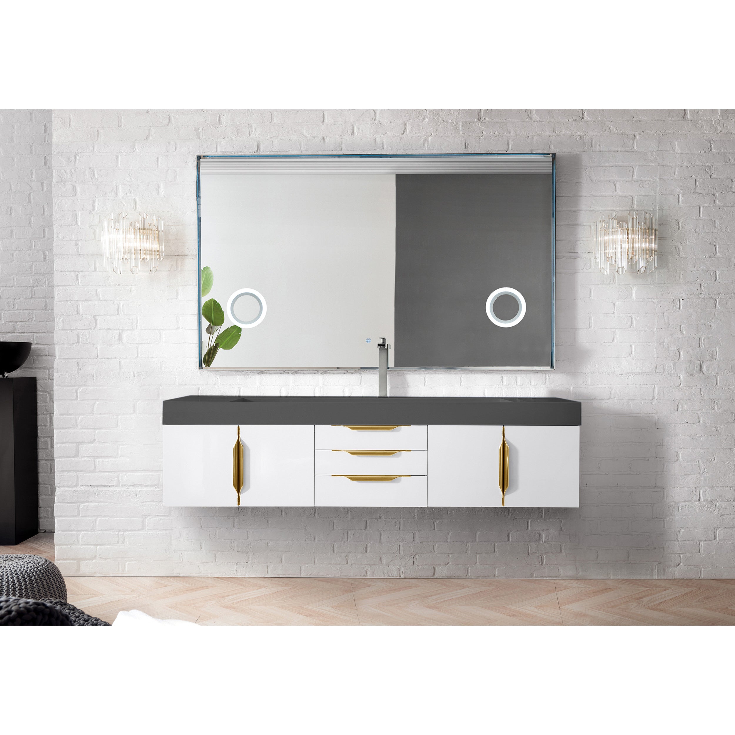 Glossy White / Radiant Gold / Dusk Grey Glossy - 1 Faucet Hole