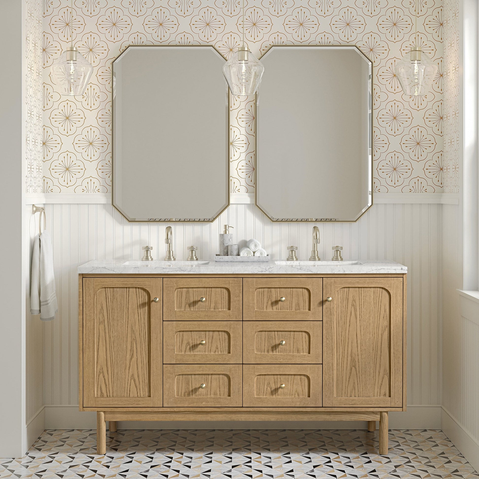 Light Natural Oak / Eternal Jasmine Pearl - 3 Faucet Holes