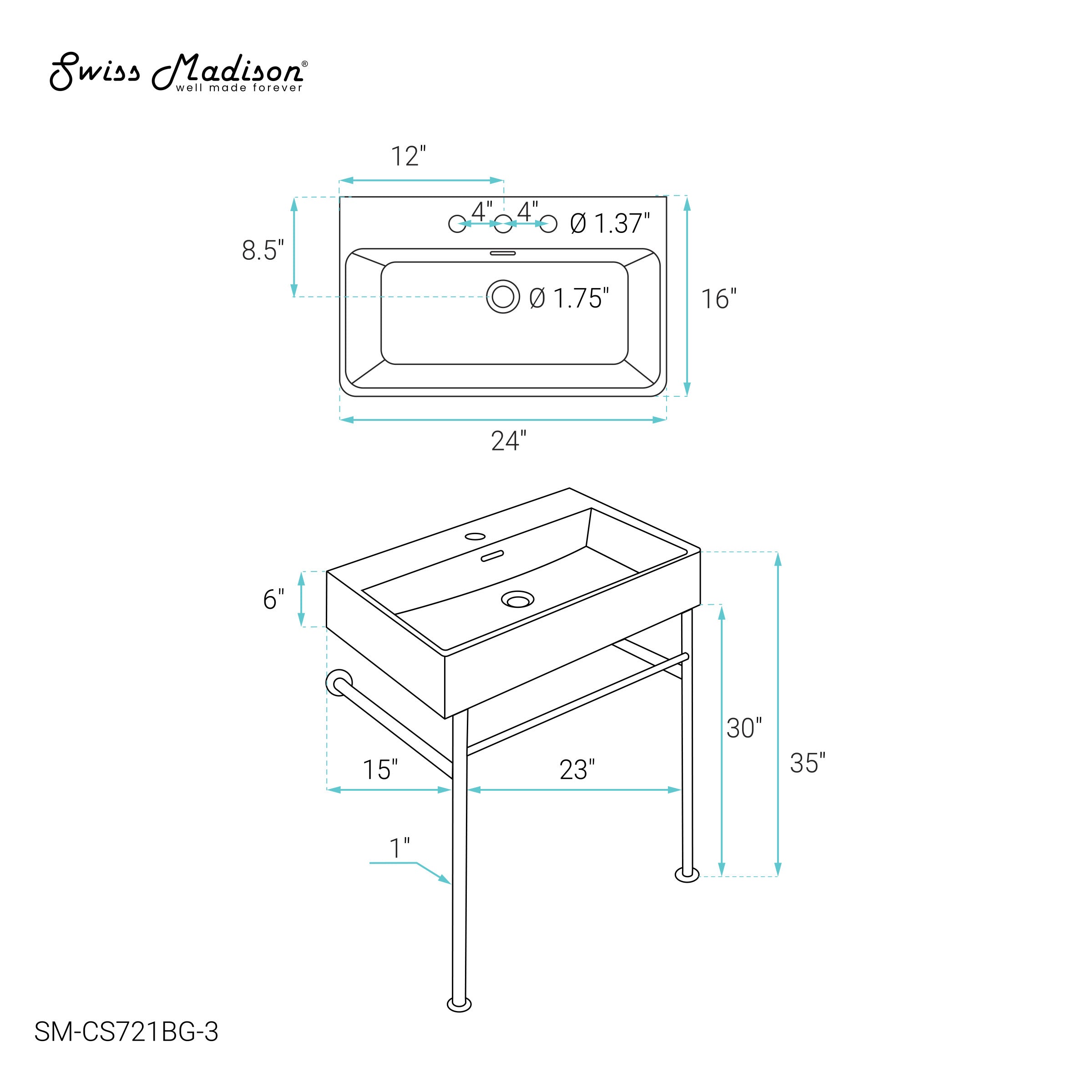 Brushed Gold / White / 3-Hole
