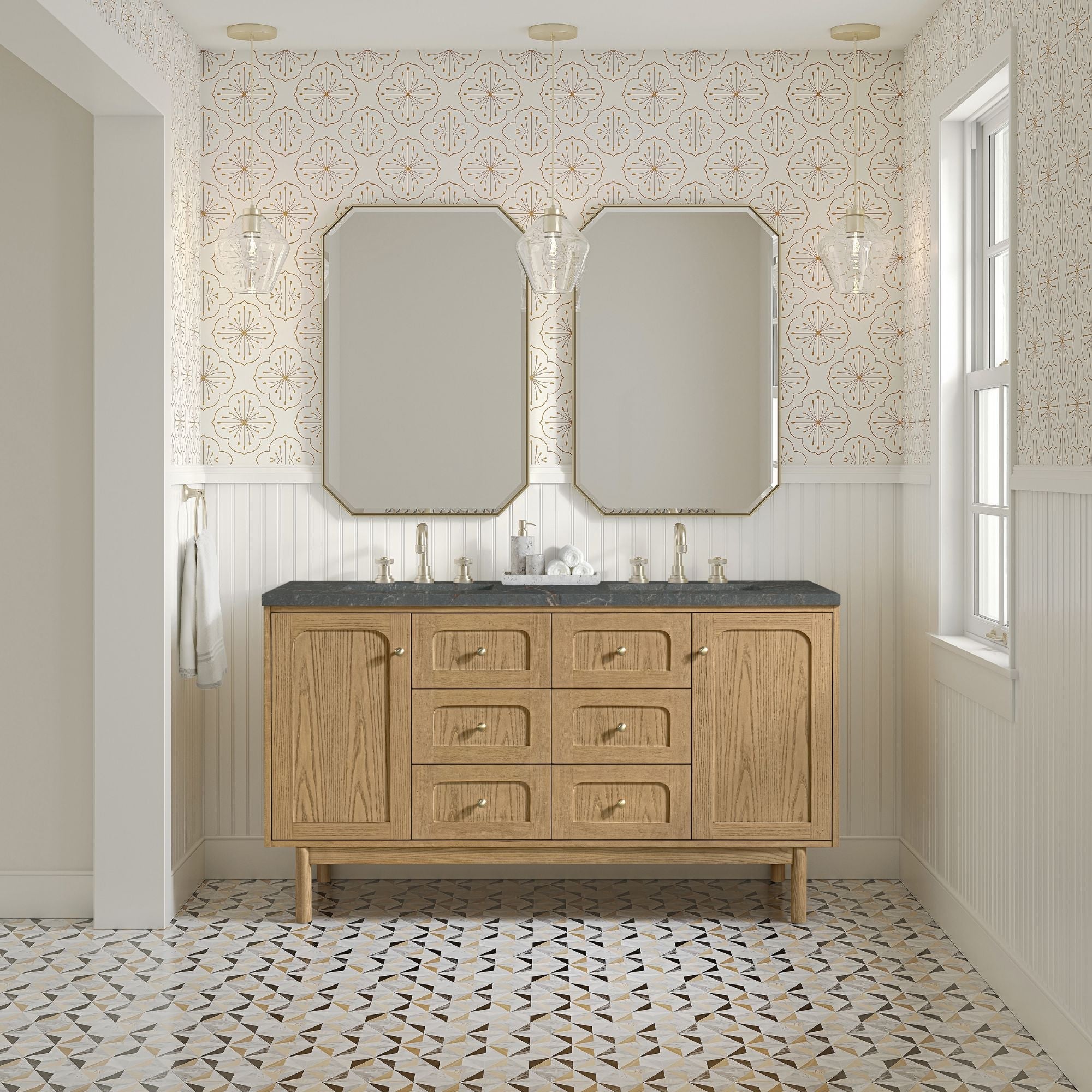 Light Natural Oak / Parisien Bleu - 3 Faucet Holes