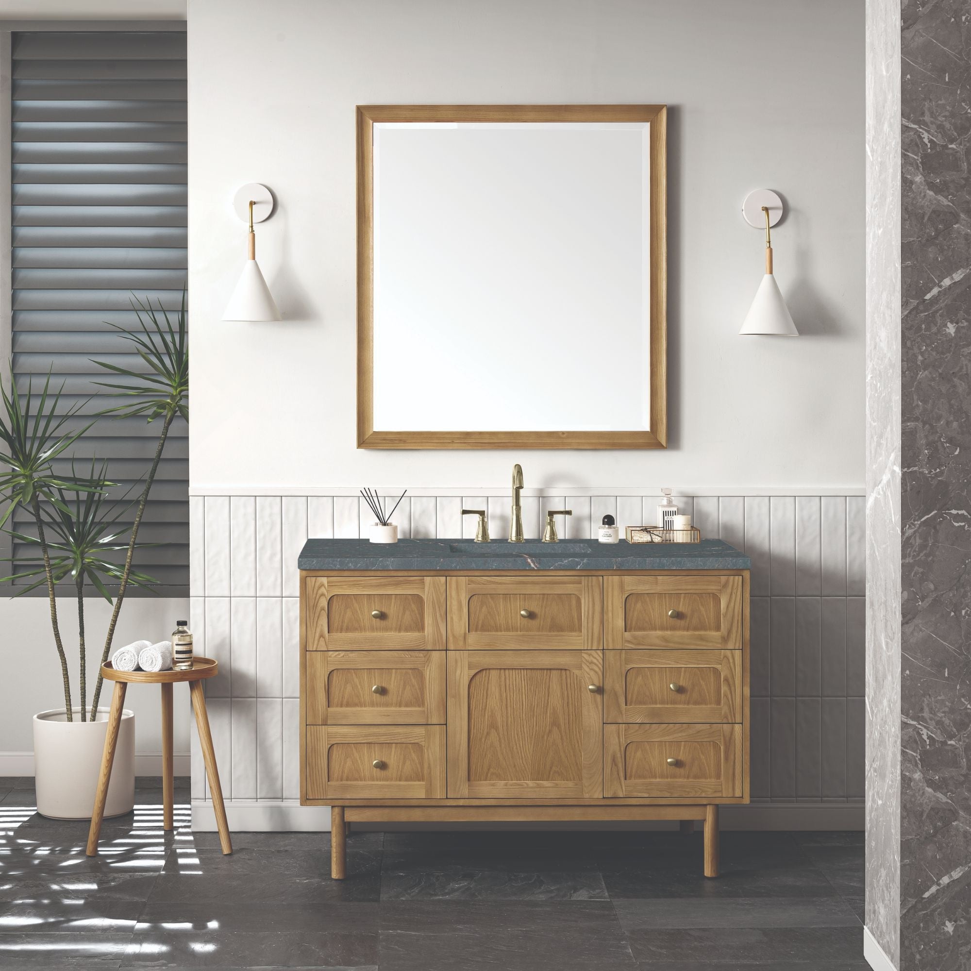 Light Natural Oak / Parisien Bleu - 3 Faucet Holes