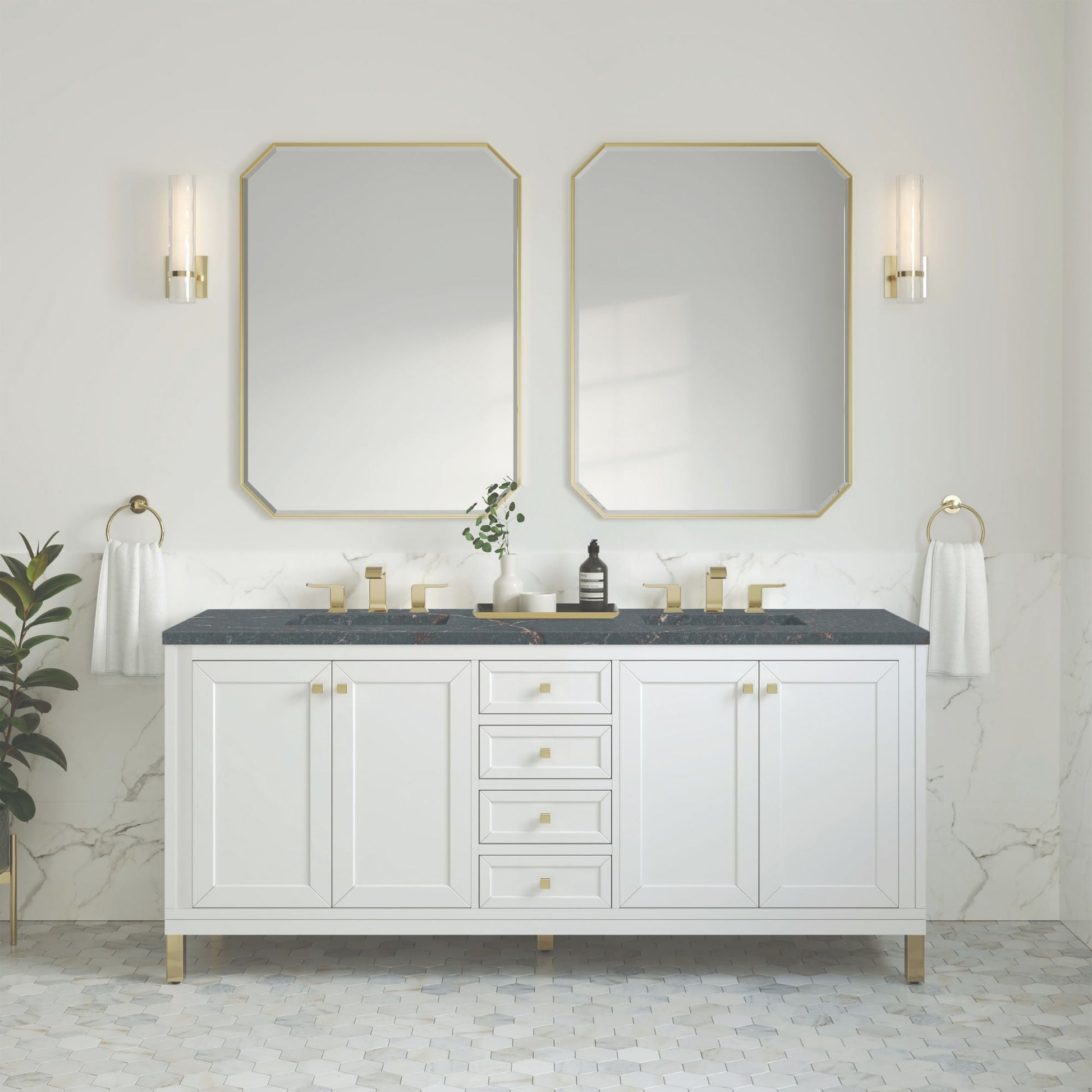 Glossy White / Parisien Bleu - 3 Faucet Holes