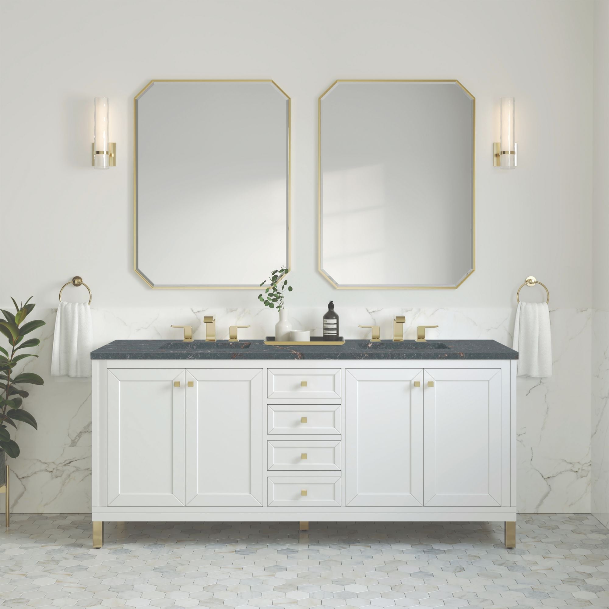 Glossy White / Parisien Bleu - 3 Faucet Holes