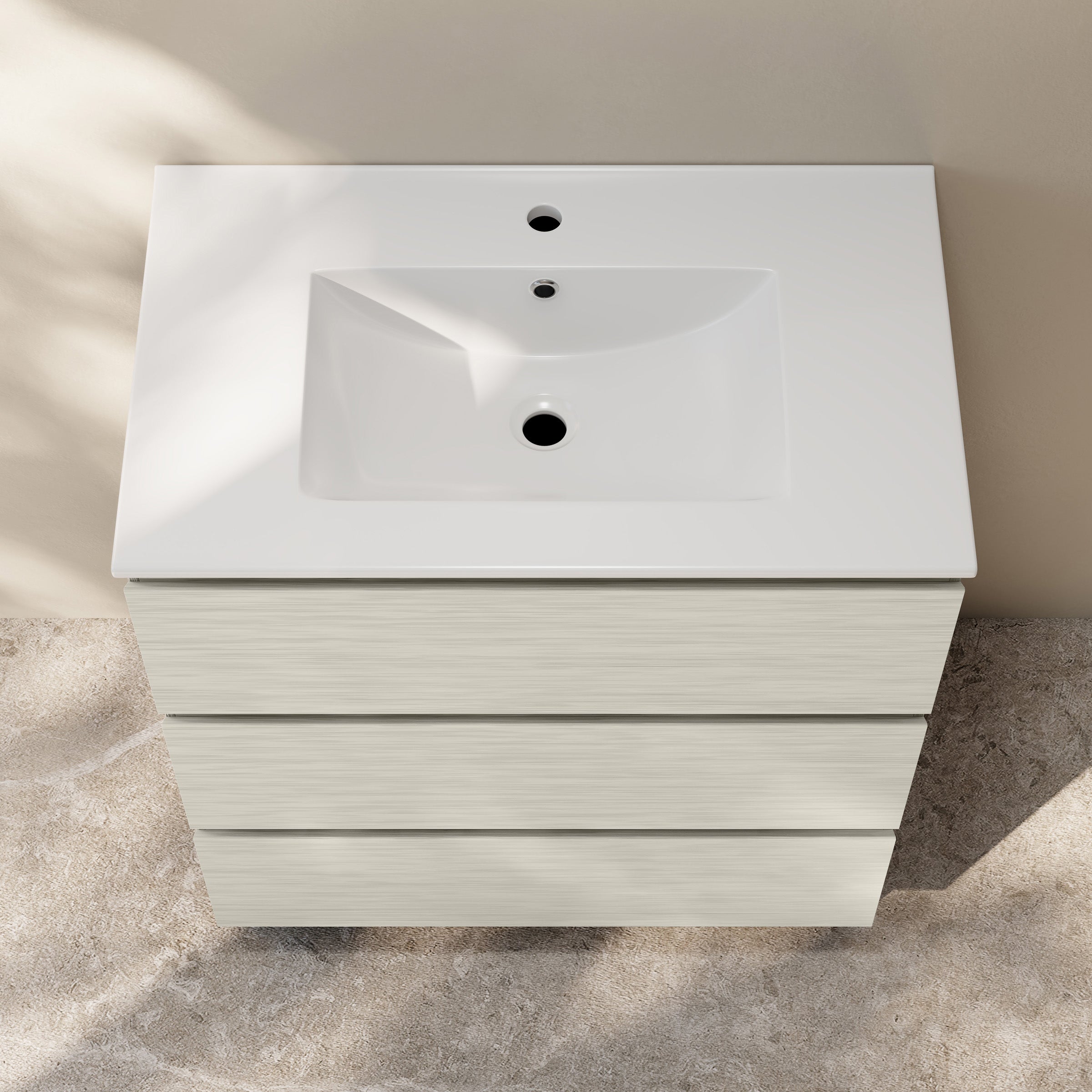 White Oak / Glossy White / 1-Hole