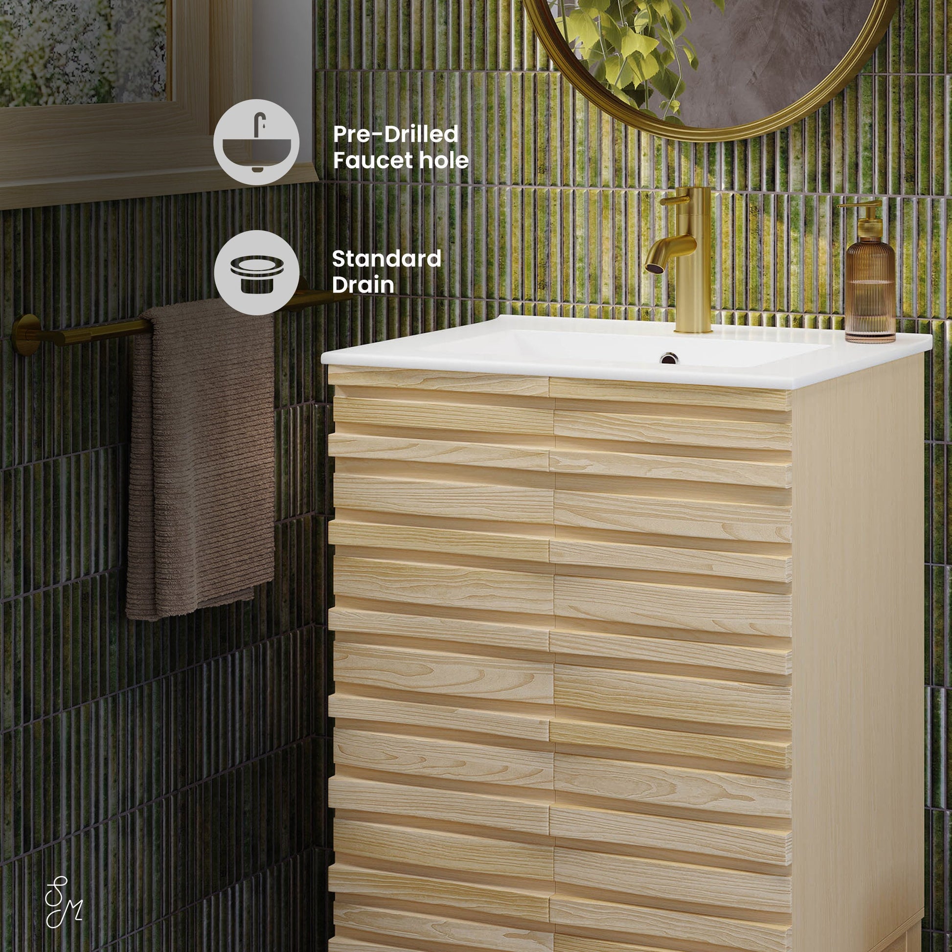 Natural Oak / White / 1-Hole