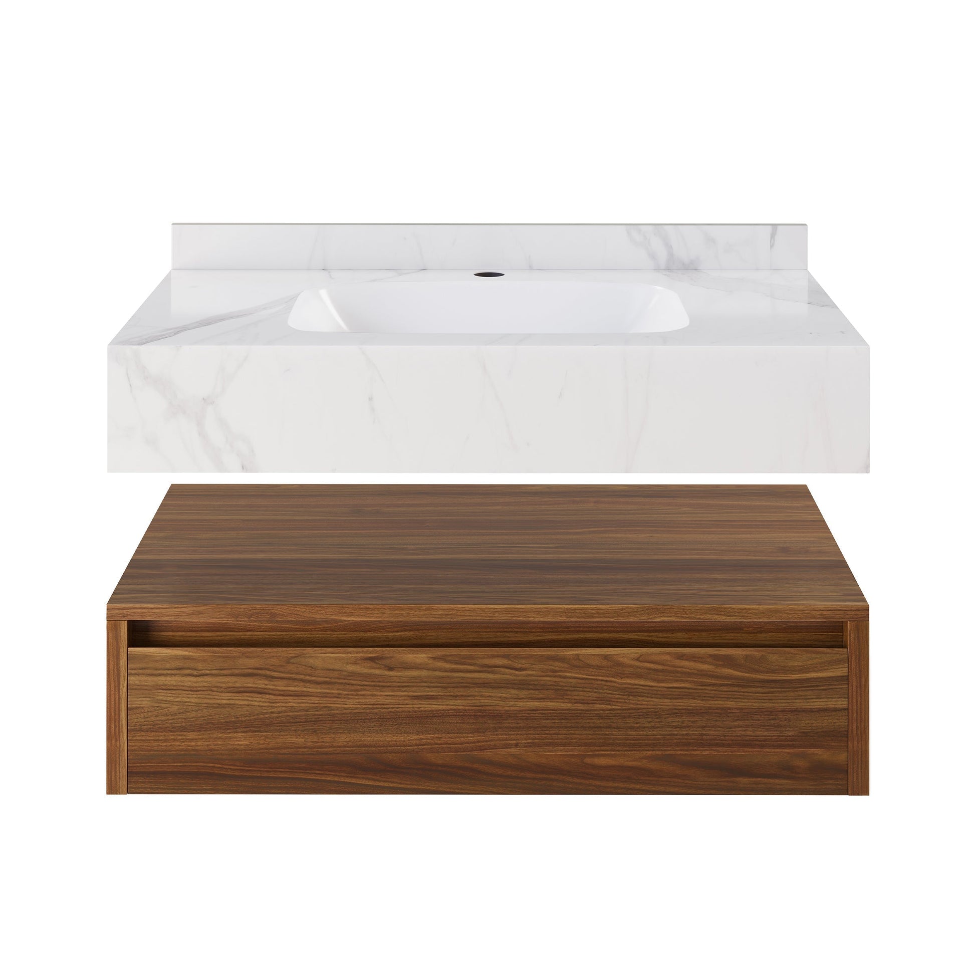 Brown Oak / White Marble