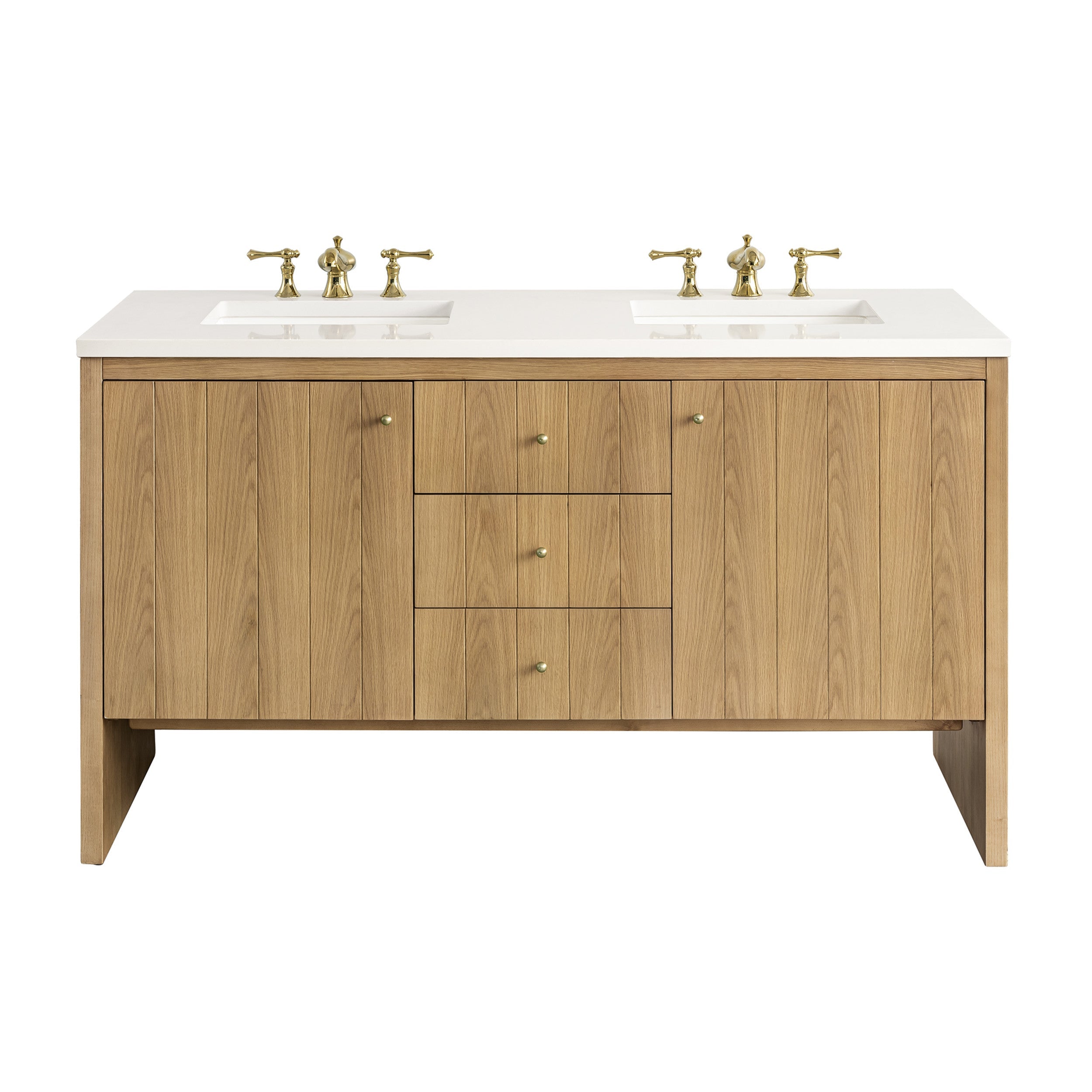 Light Natural Oak / White Zeus - 3 Faucet Holes
