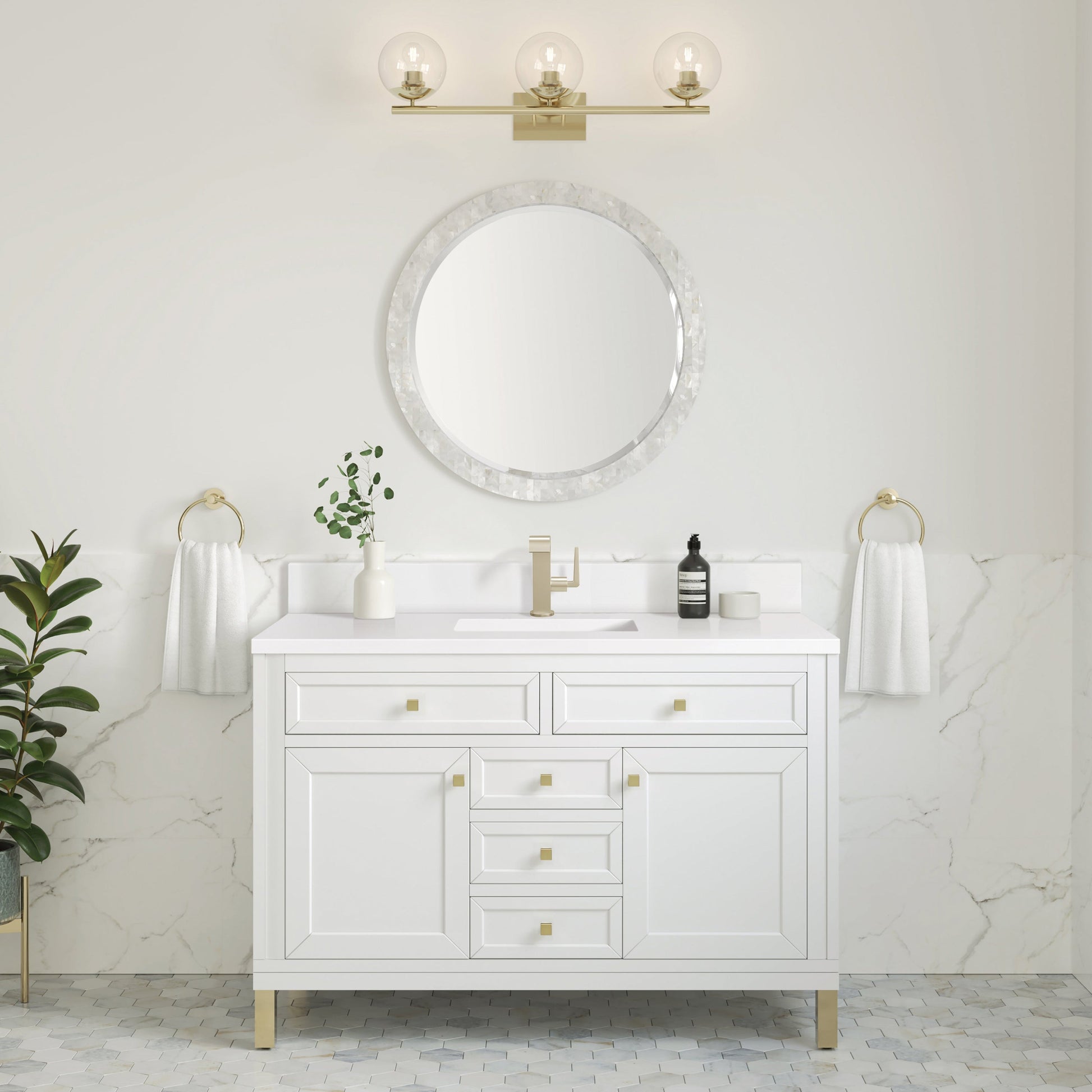 Glossy White / White Zeus - 1 Faucet Hole