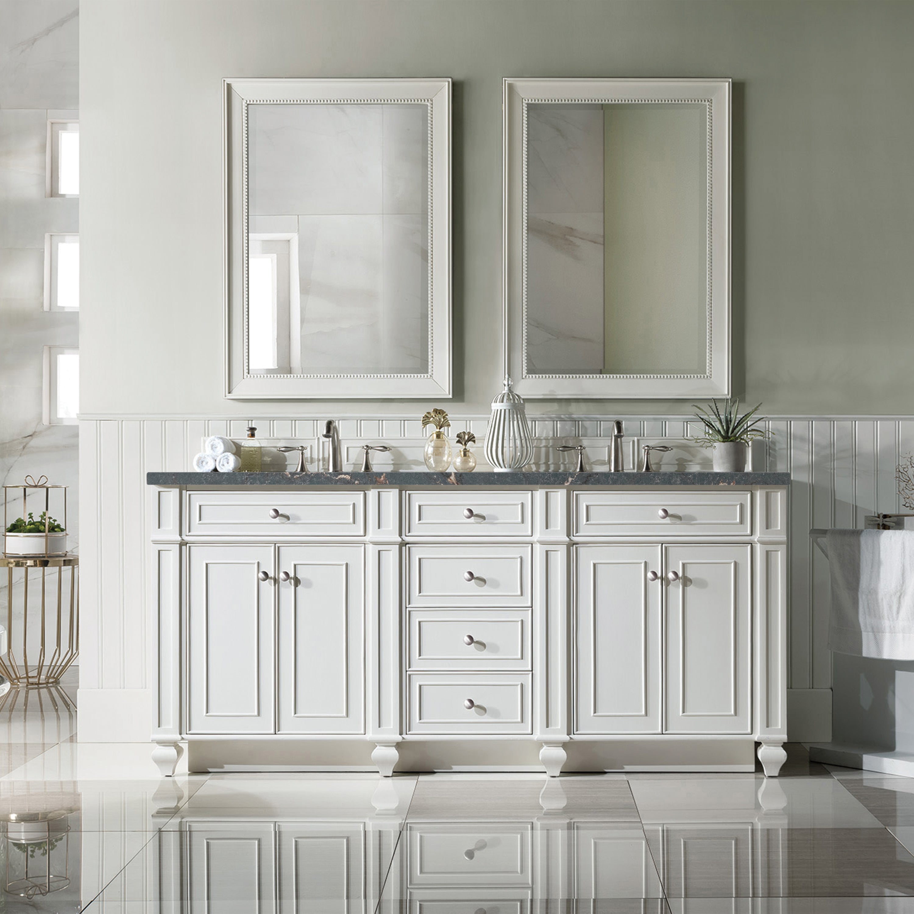 Bright White / Parisien Bleu - 3 Faucet Holes