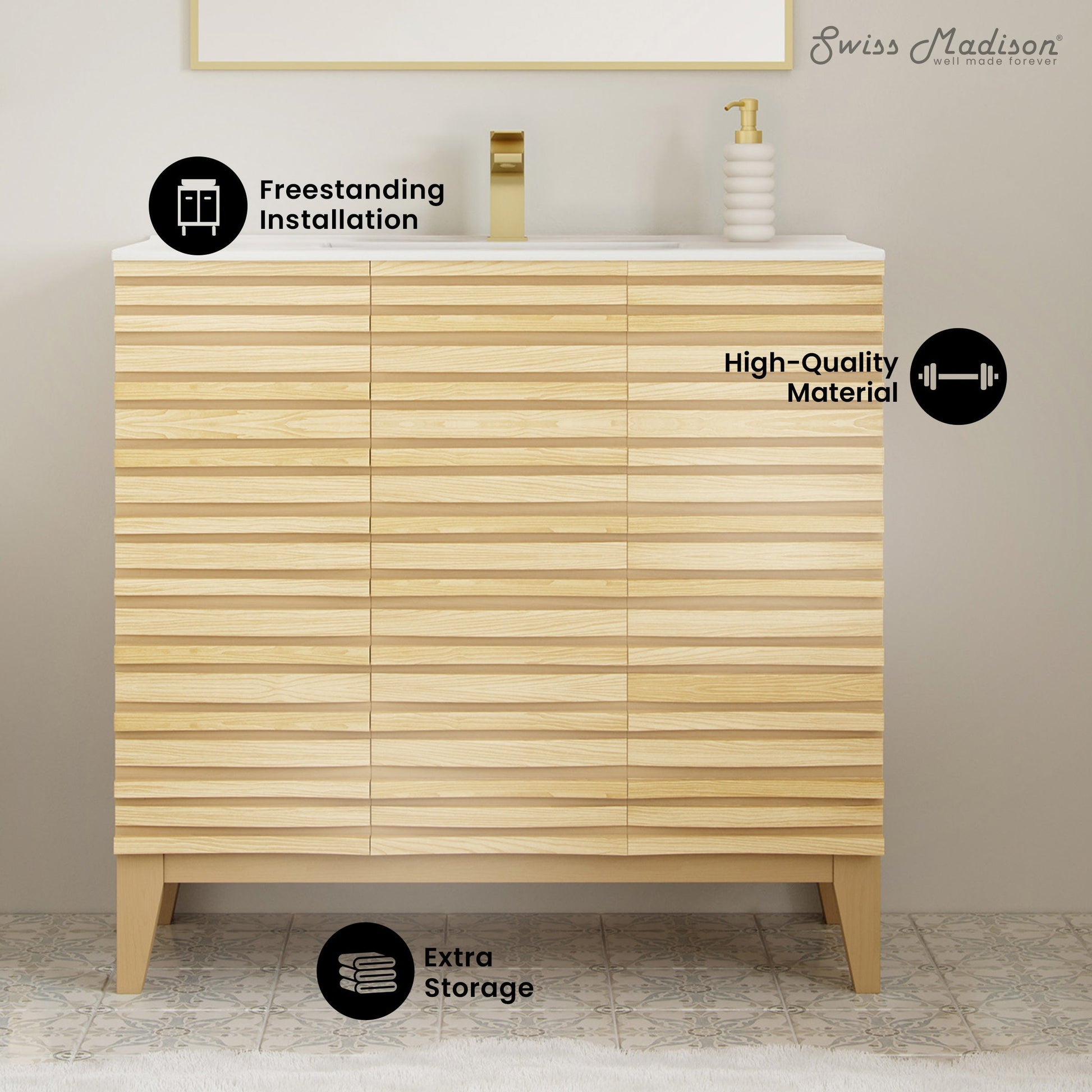 Natural Oak / White / 1-Hole