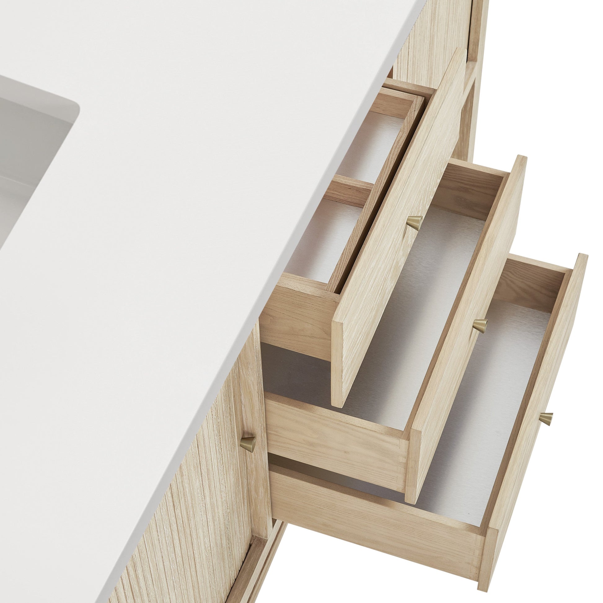 Sunwashed Oak / White Zeus - 3 Faucet Holes