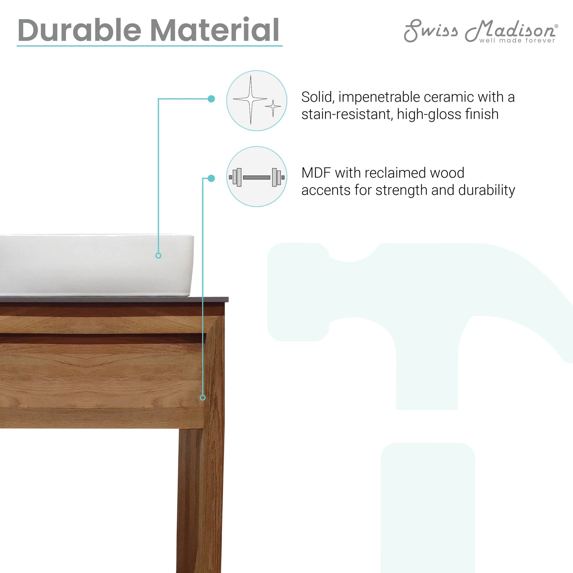 Brown Oak / White / 1-Hole