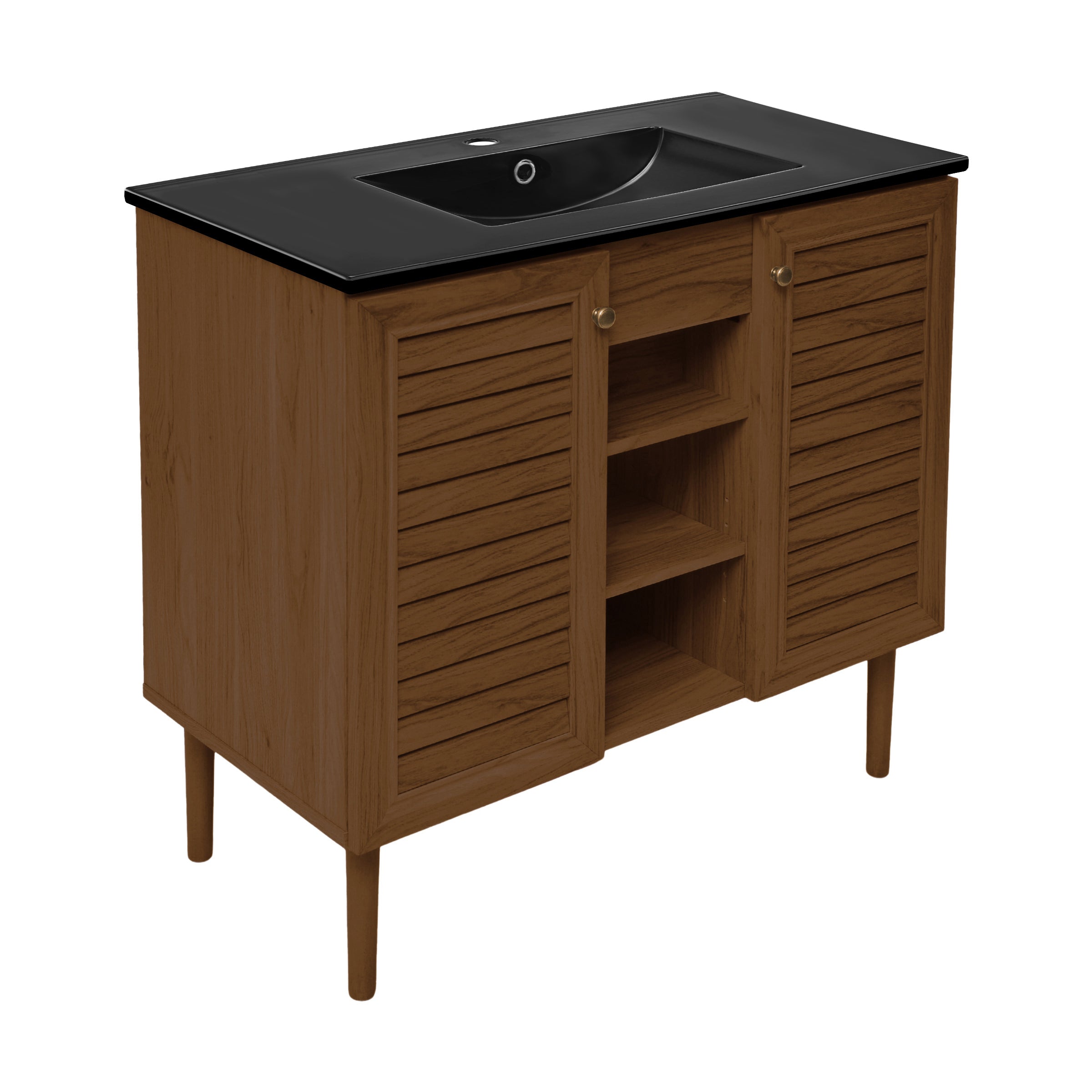 Brown Oak / Black / 1-Hole