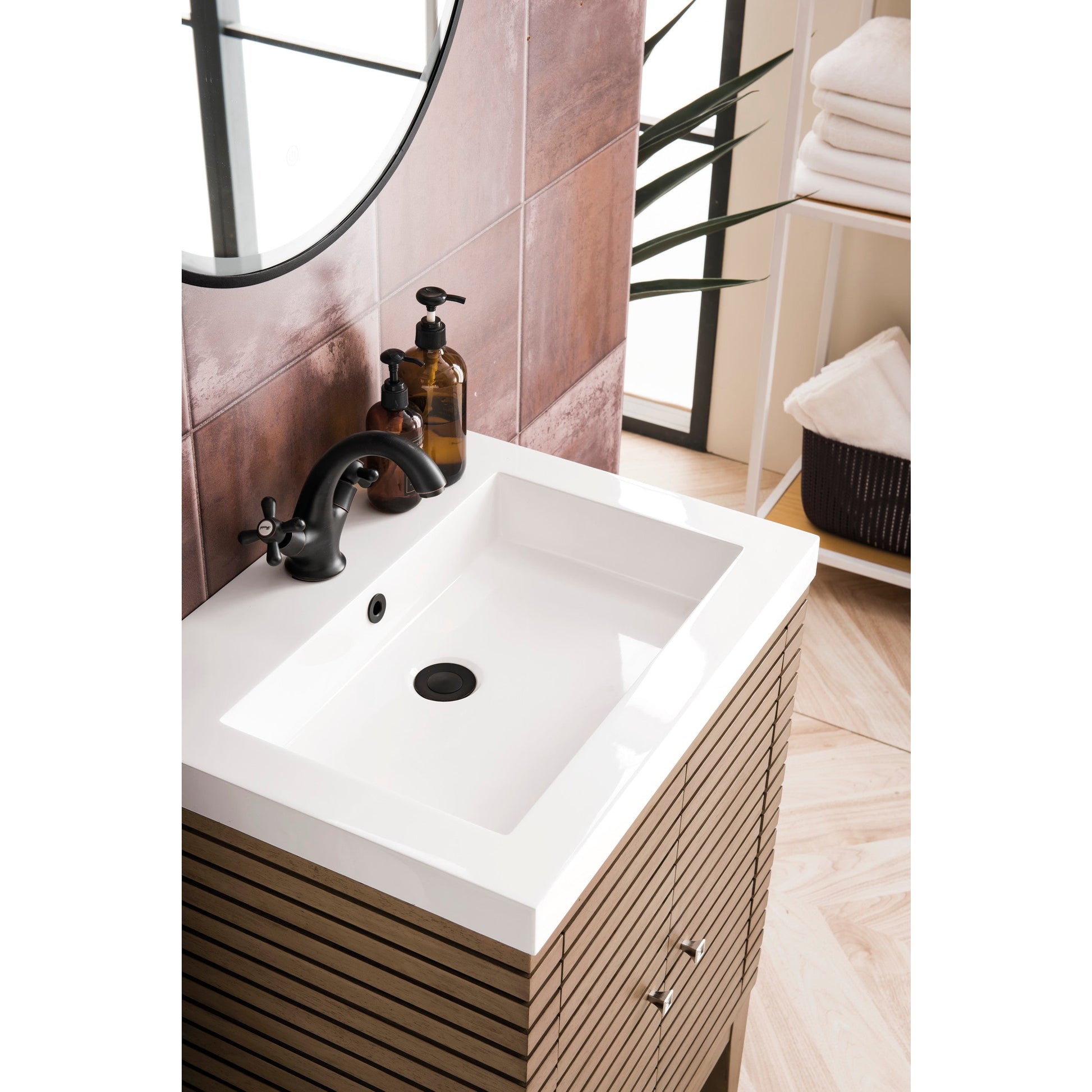 Whitewashed Walnut / White Glossy - 1 Faucet Hole