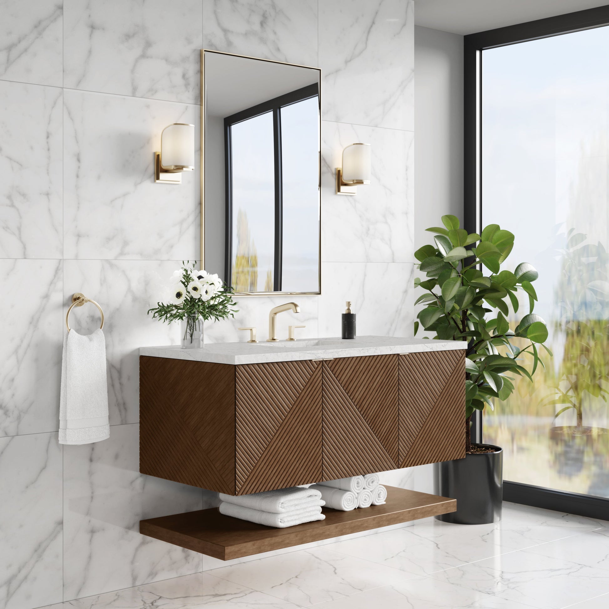 Chestnut / Eternal Jasmine Pearl - 3 Faucet Holes