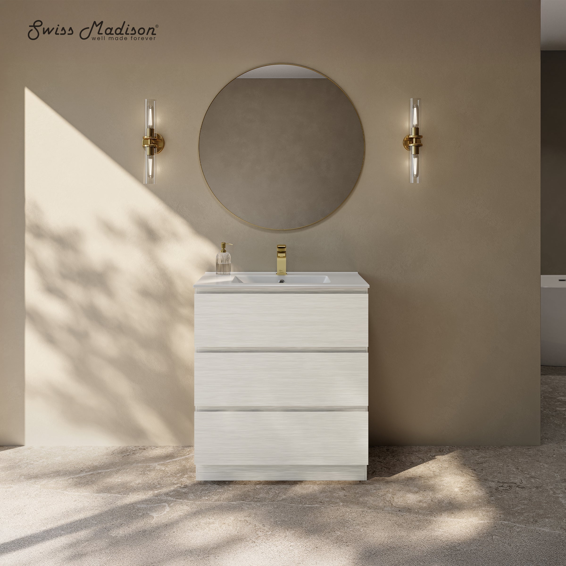 White Oak / Glossy White / 1-Hole