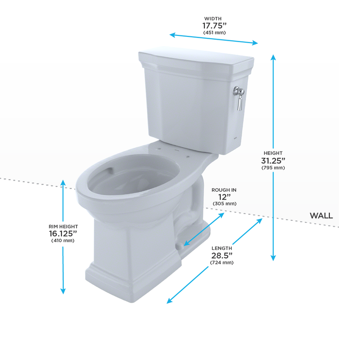 Toto Promenade II Two Piece Elongated 1.28 GPF Universal Height Toilet with Cefiontect and Right Hand Trip Lever