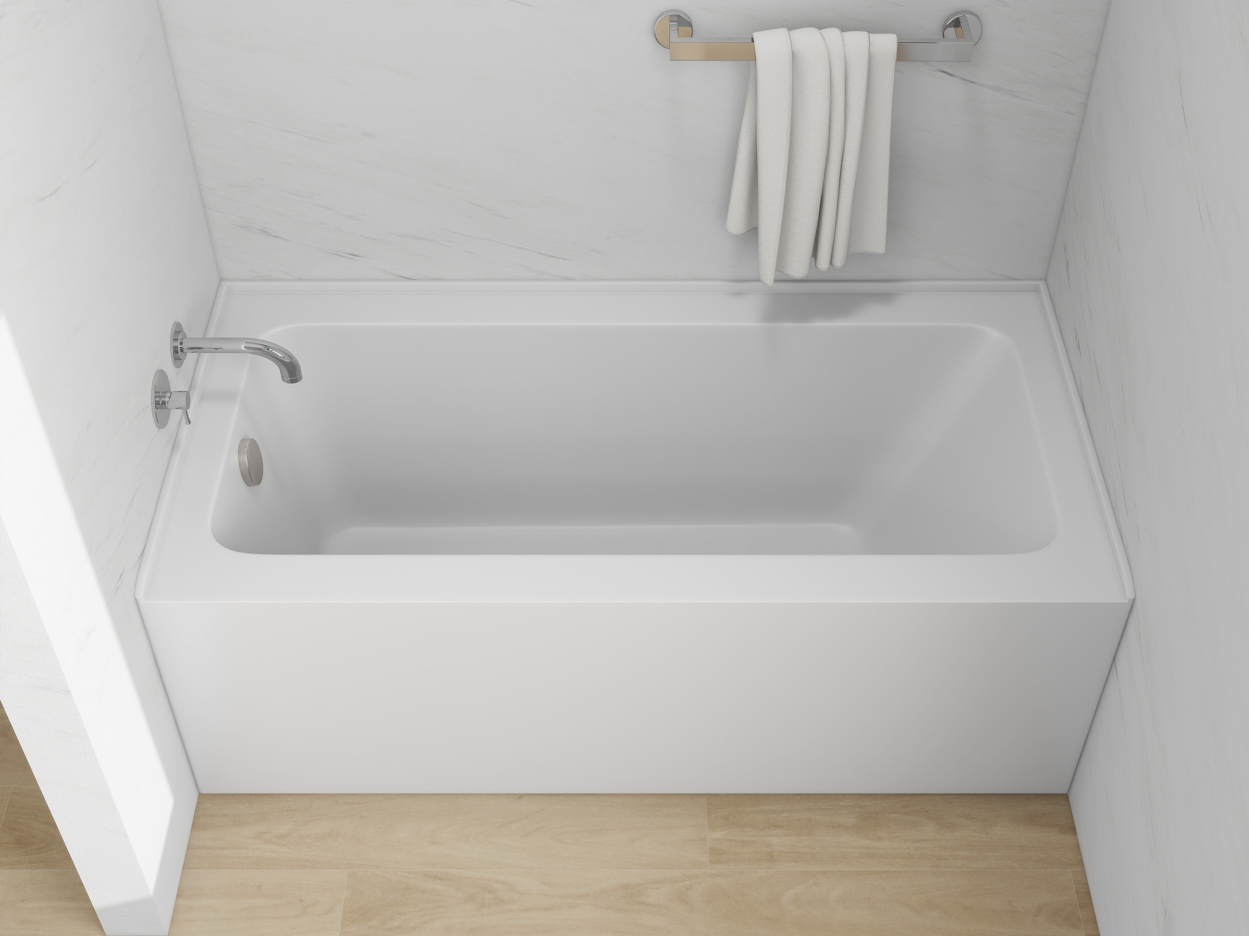 White / Brushed Nickel / Right Drain