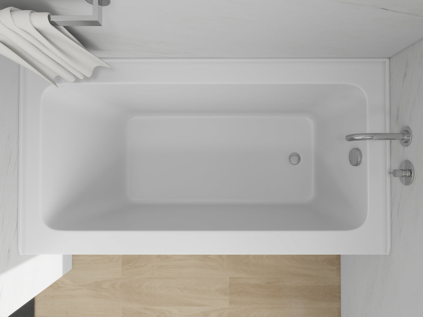 White / Polished Chrome / Right Drain