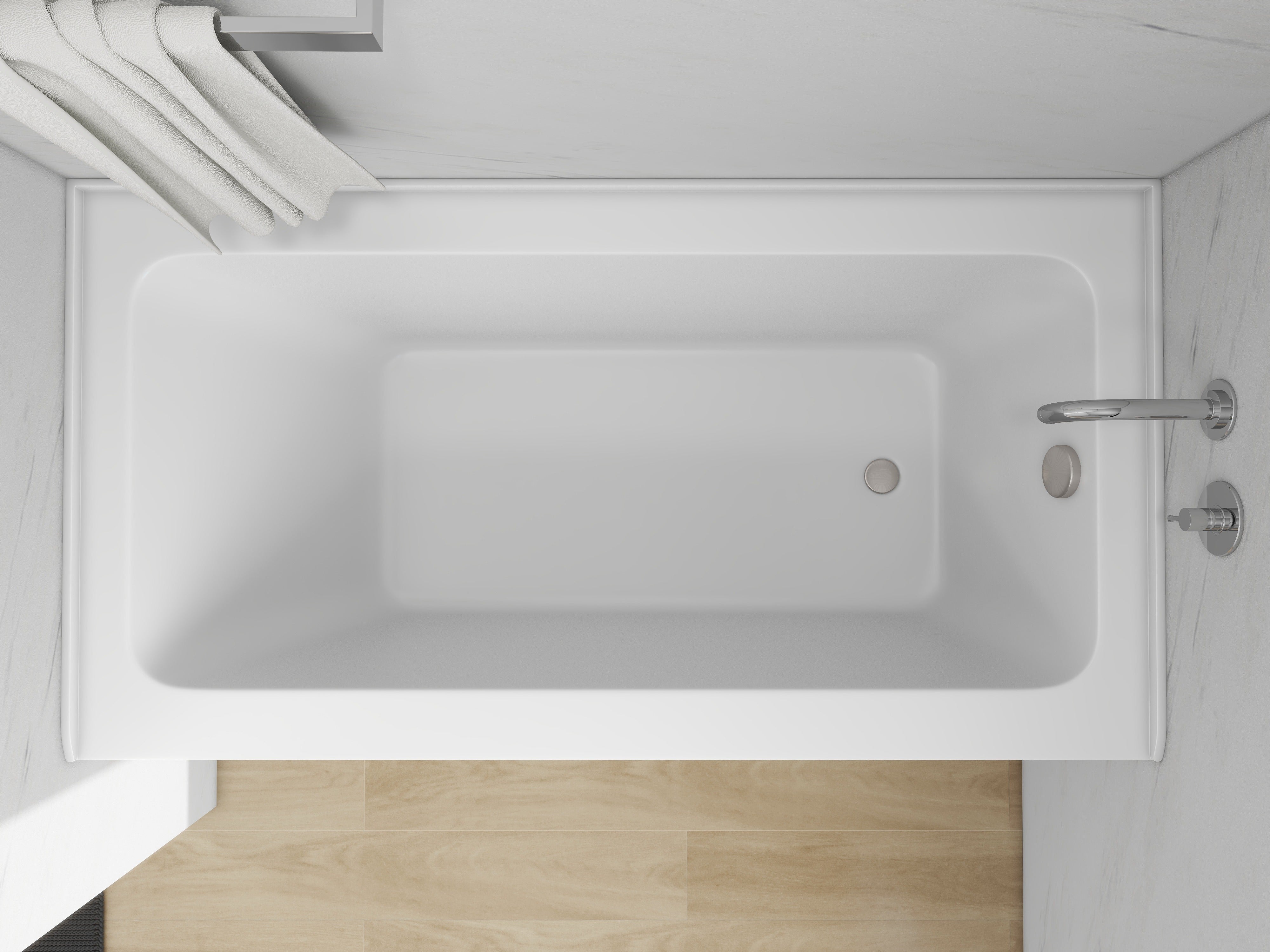 White / Brushed Nickel / Right Drain