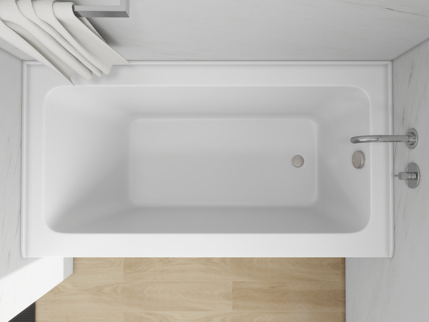 White / Brushed Nickel / Right Drain