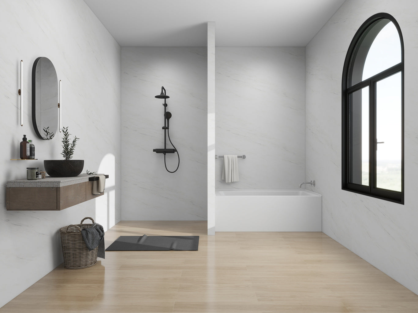 White / Matte Black / Right Drain