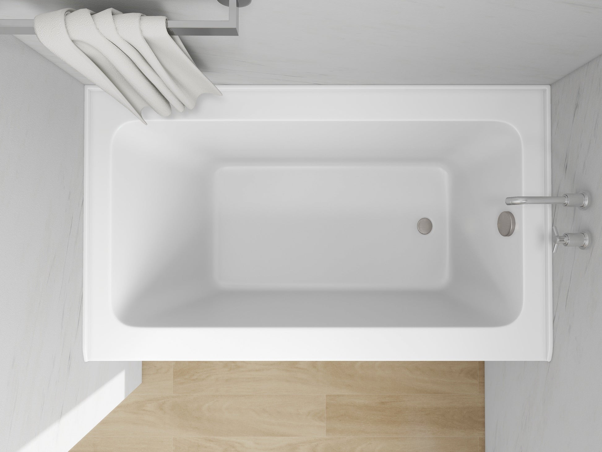White / Brushed Nickel / Right Drain