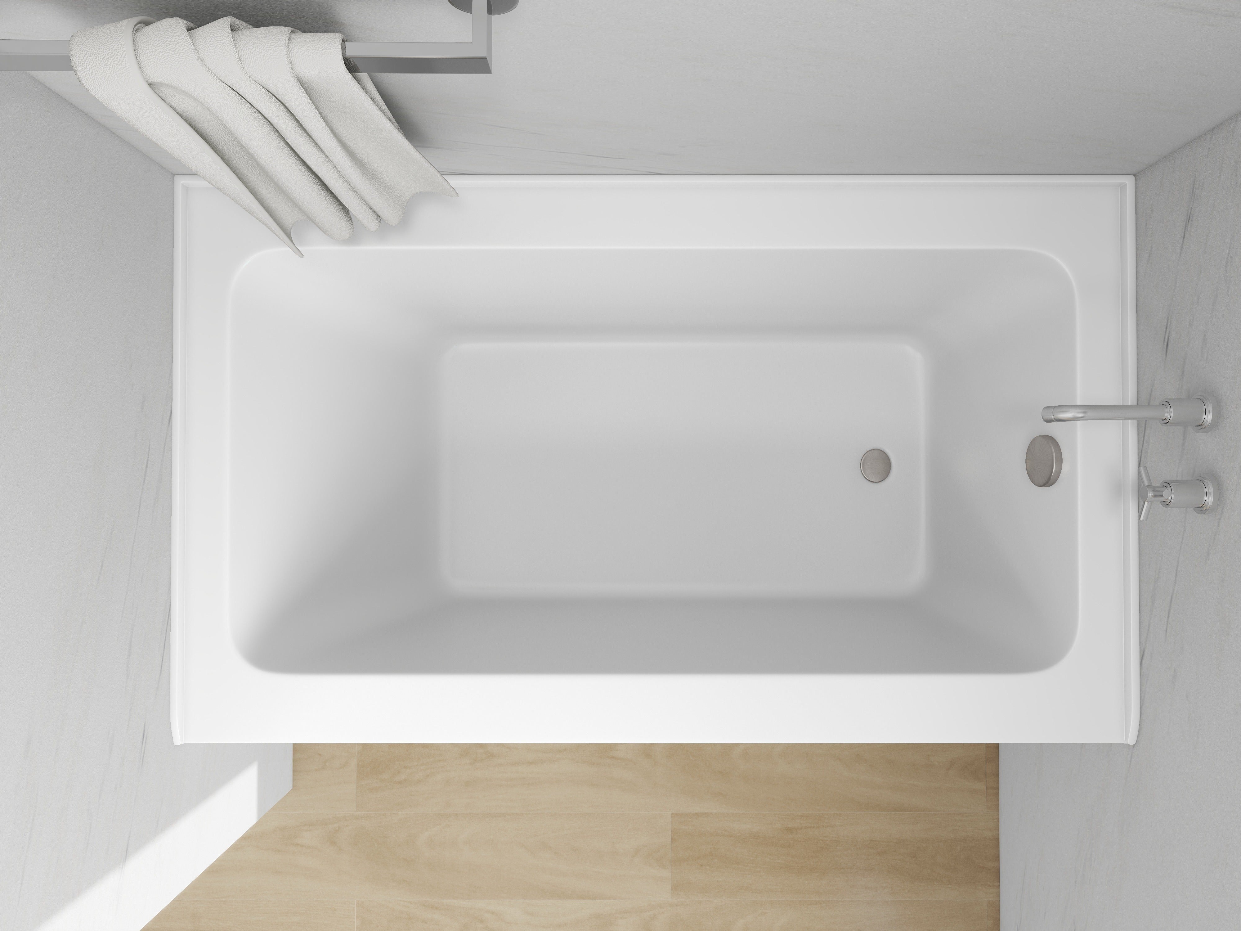 White / Brushed Nickel / Right Drain
