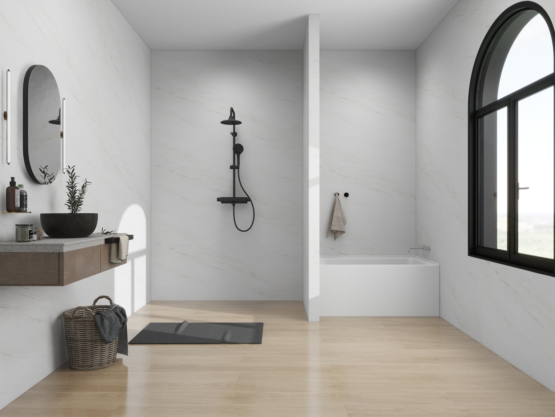 White / Brushed Nickel / Right Drain