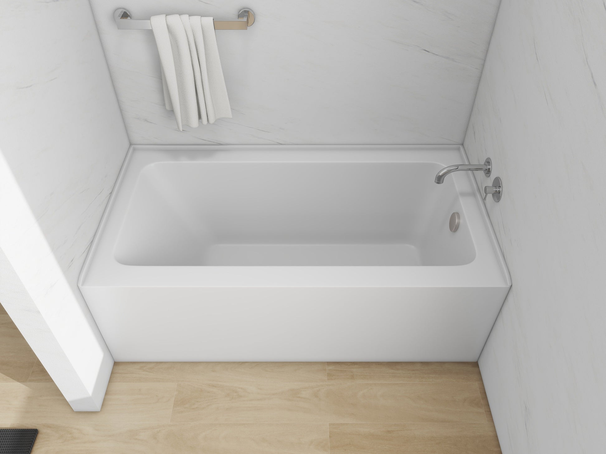 White / Brushed Nickel / Right Drain
