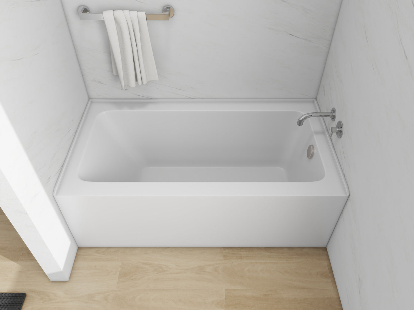 White / Brushed Nickel / Right Drain