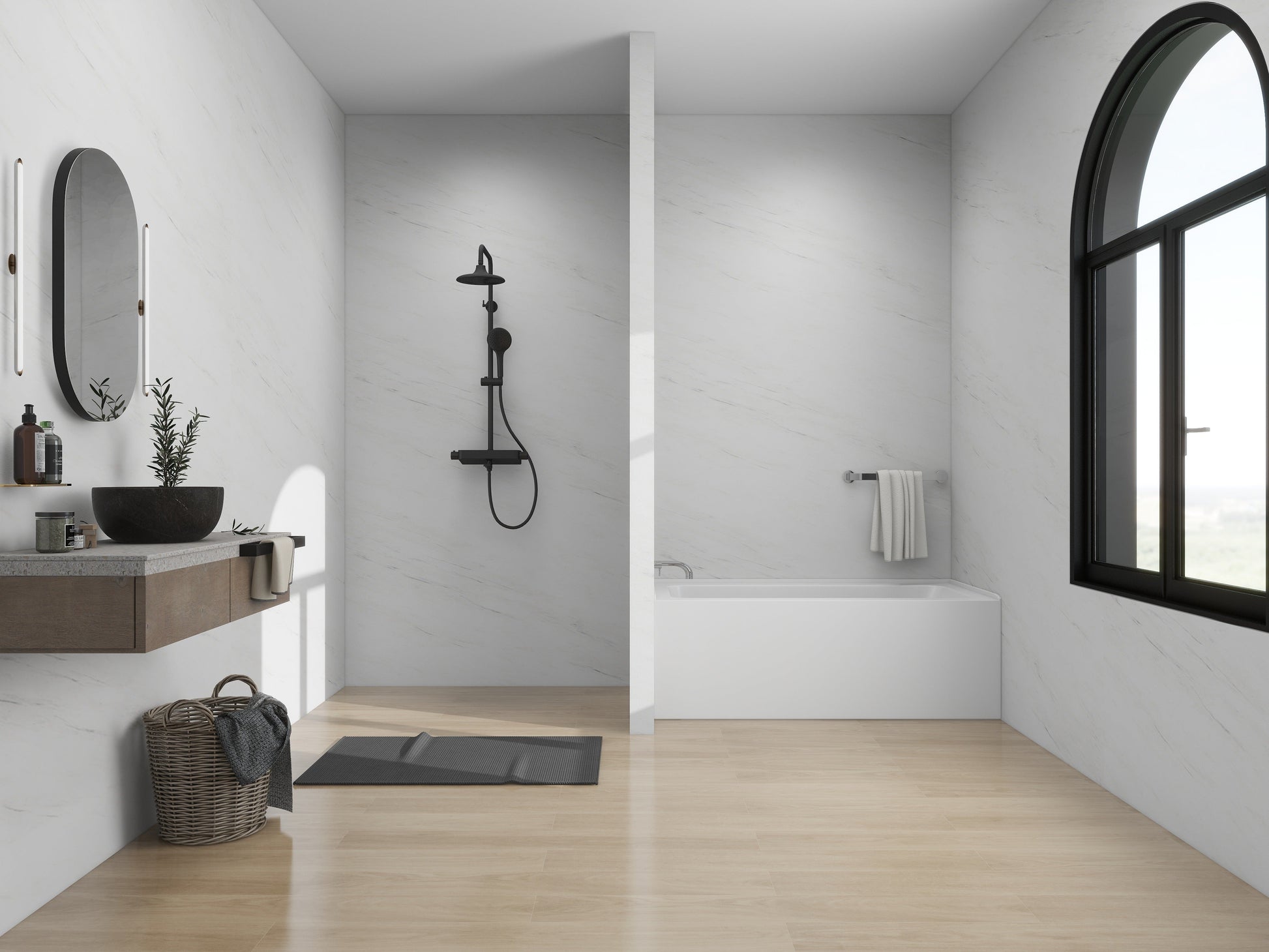 White / Brushed Nickel / Right Drain