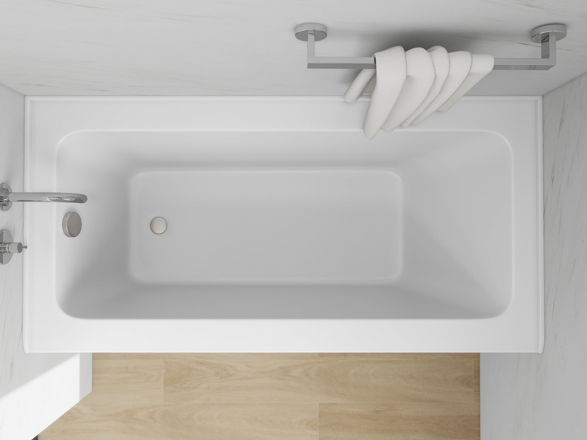 White / Brushed Nickel / Right Drain