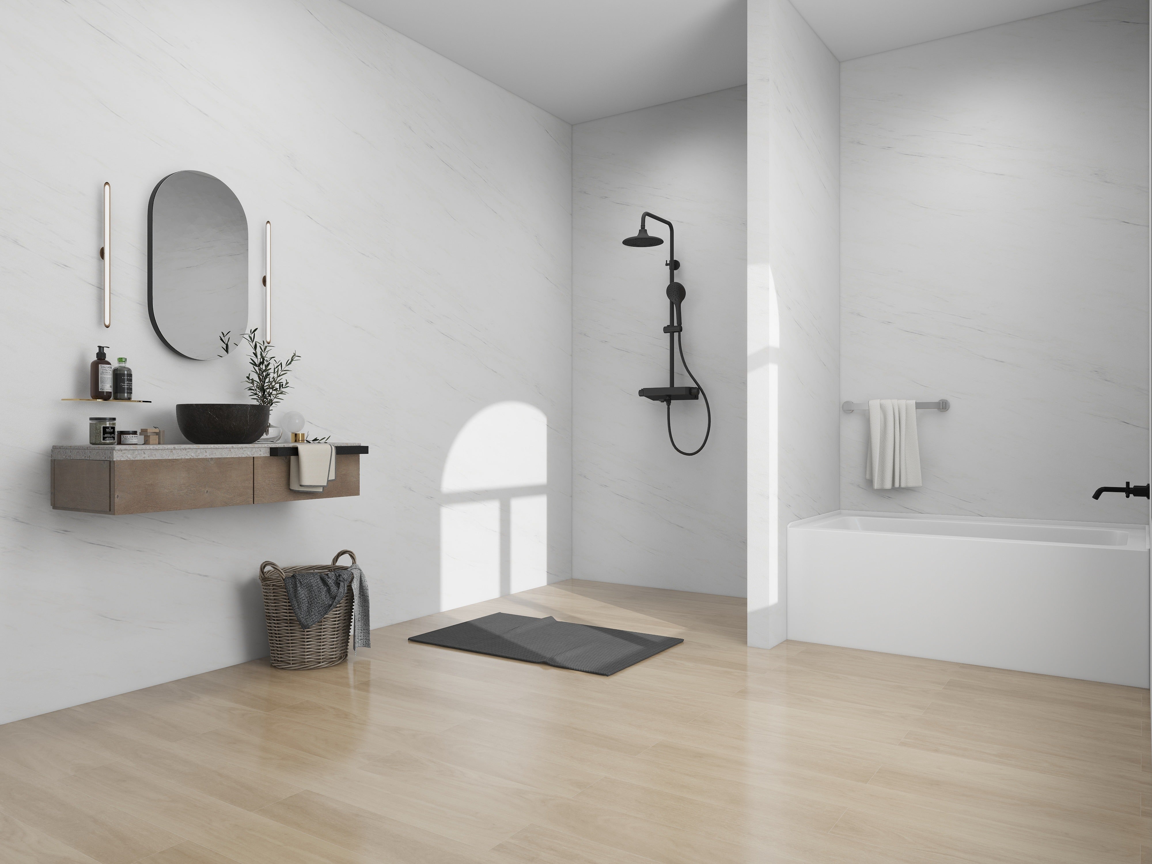 White / Matte Black / Right Drain