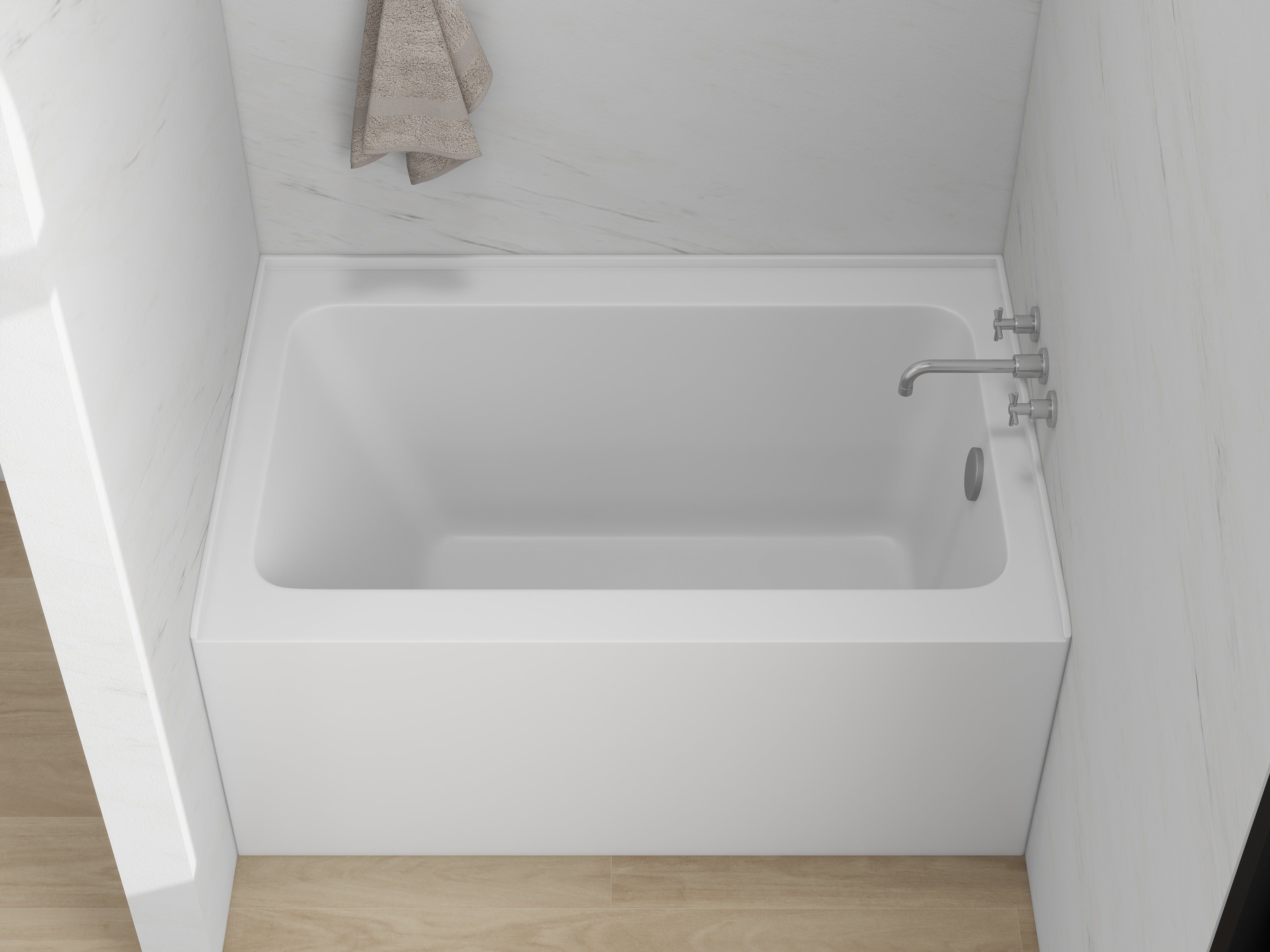 White / Brushed Nickel / Right Drain