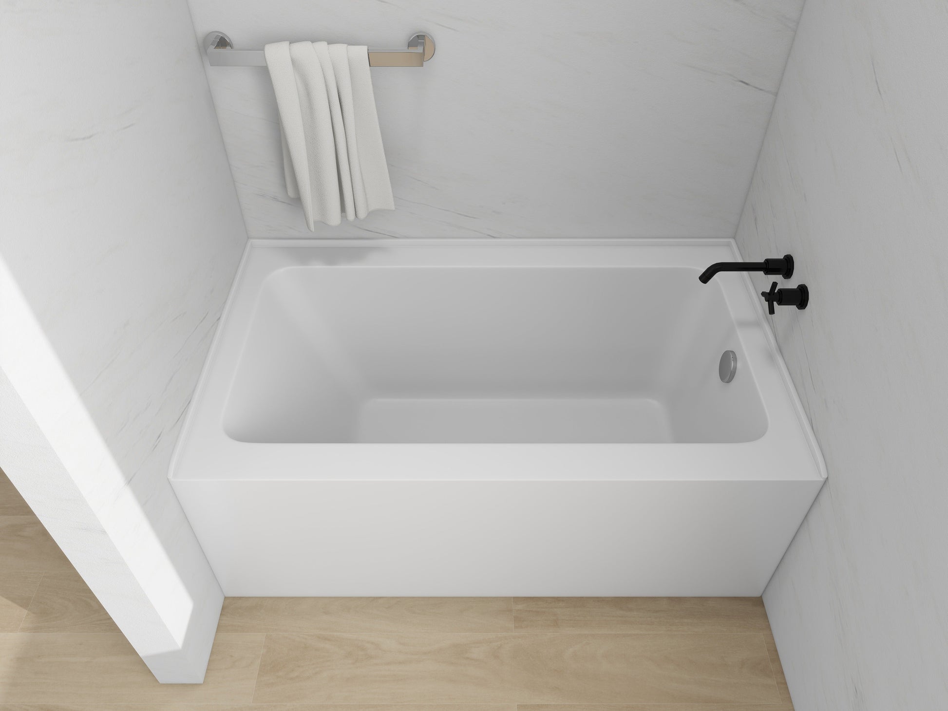 White / Polished Chrome / Right Drain