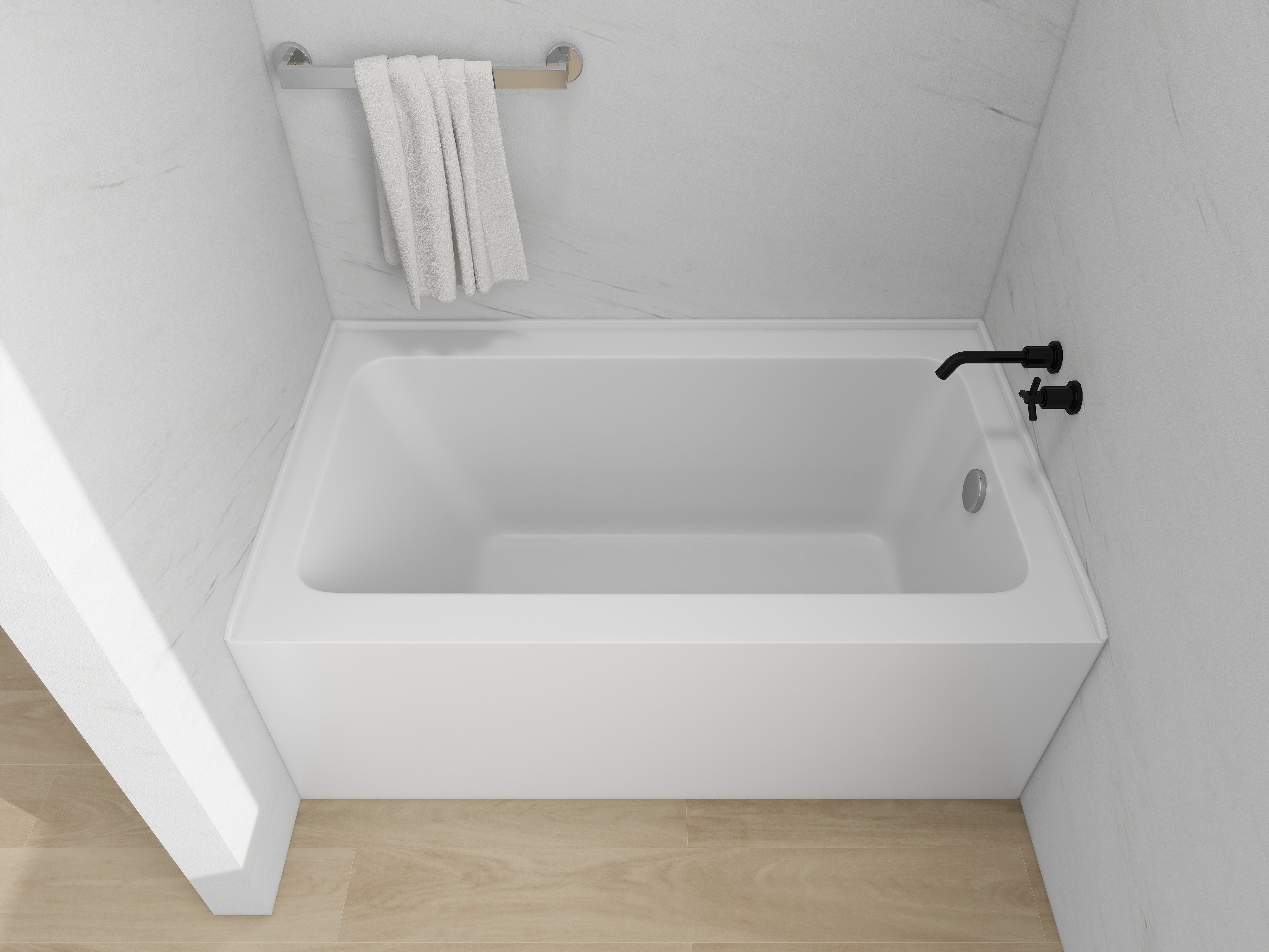 White / Polished Chrome / Right Drain