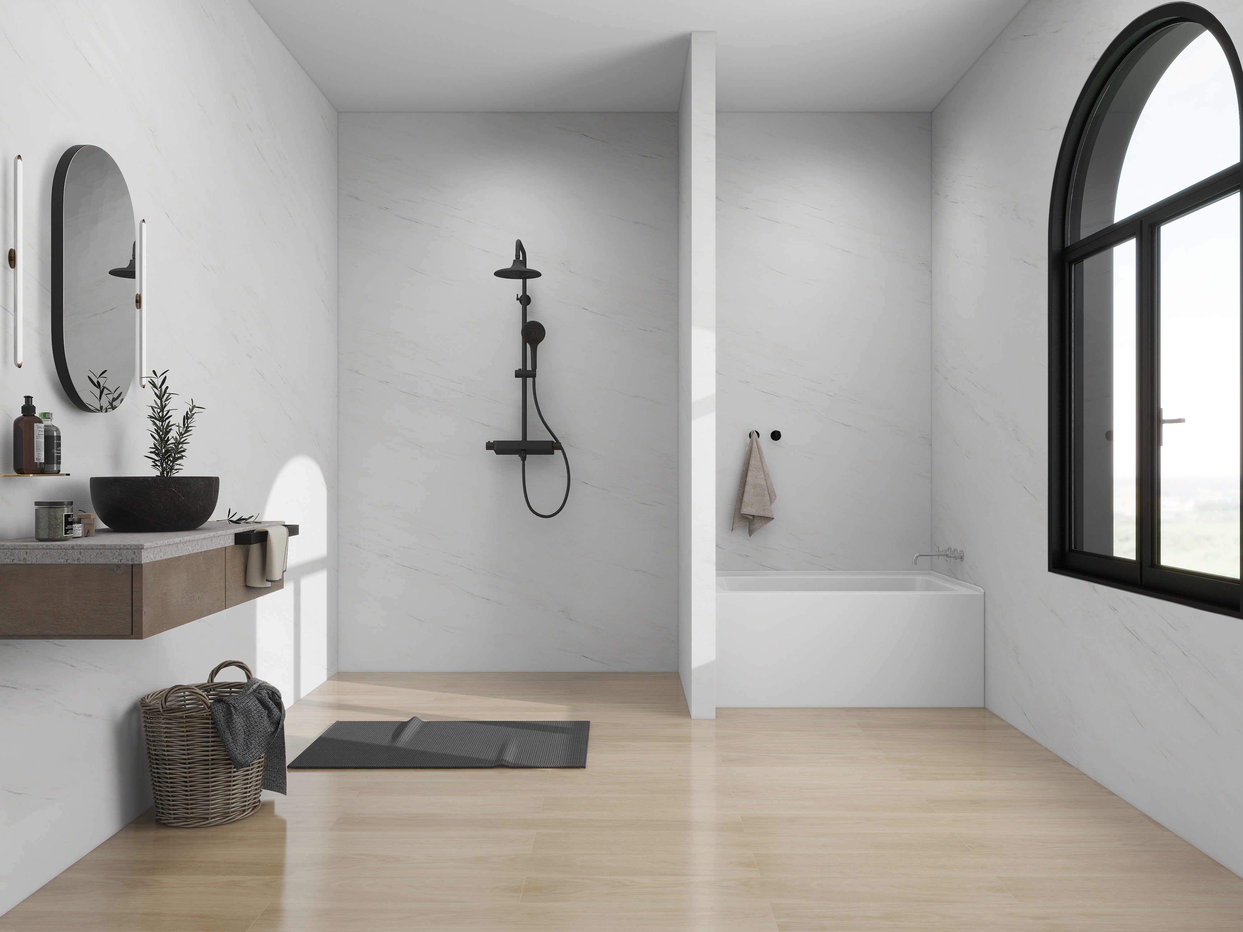 White / Matte Black / Right Drain