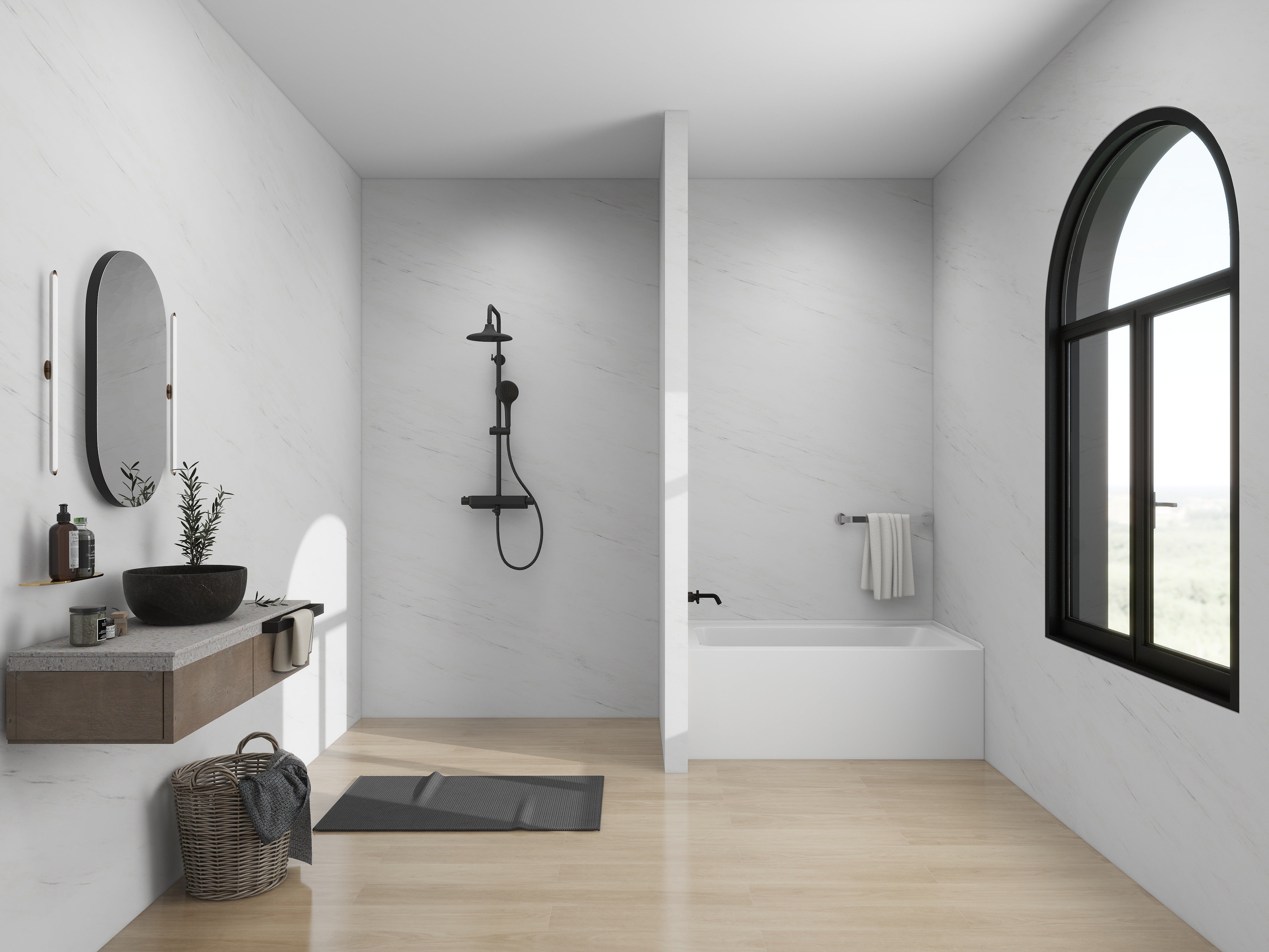 White / Brushed Nickel / Left Drain