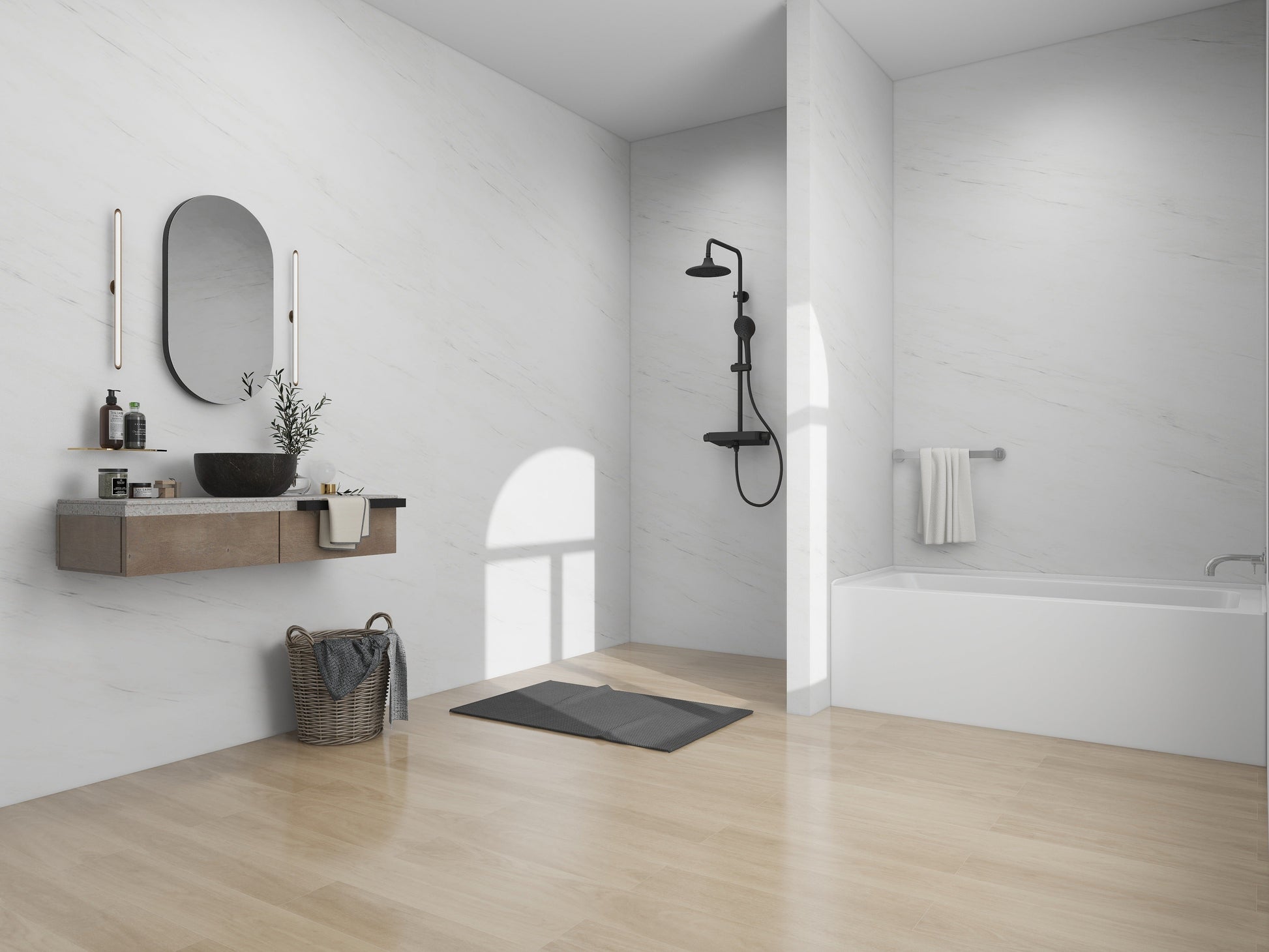 White / Matte Black / Right Drain