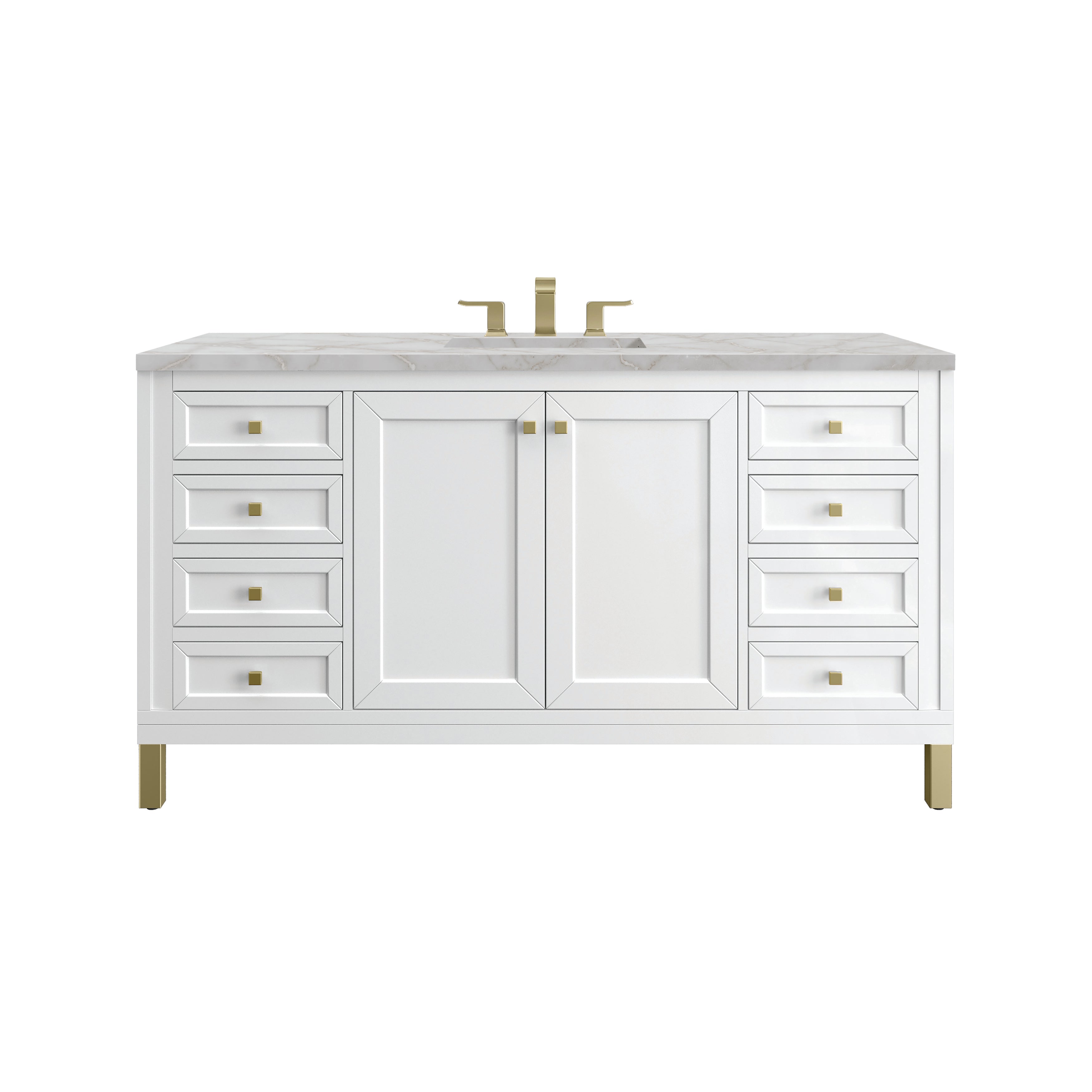Glossy White / Victorian Silver - 3 Faucet Holes