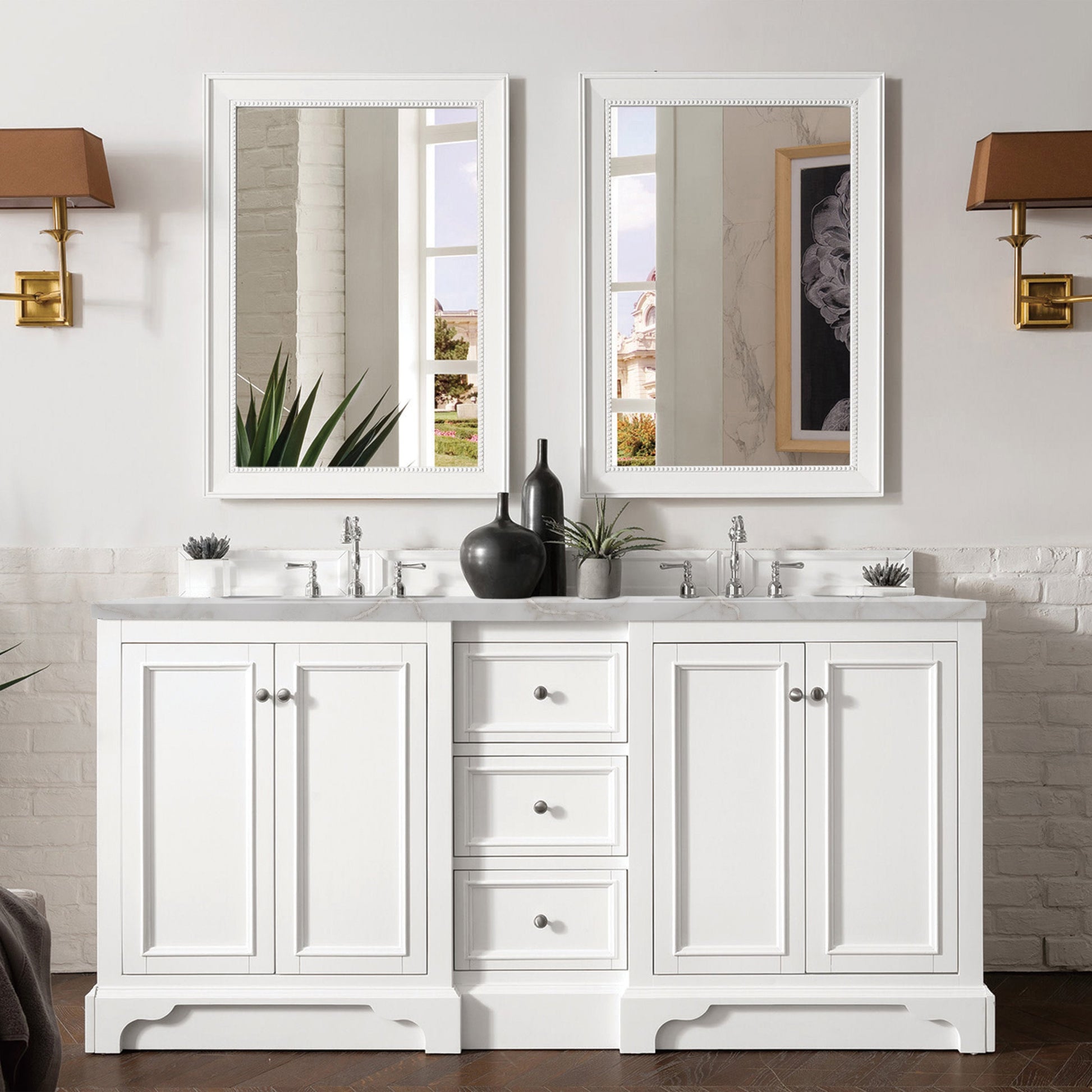 Bright White / Victorian Silver - 3 Faucet Holes