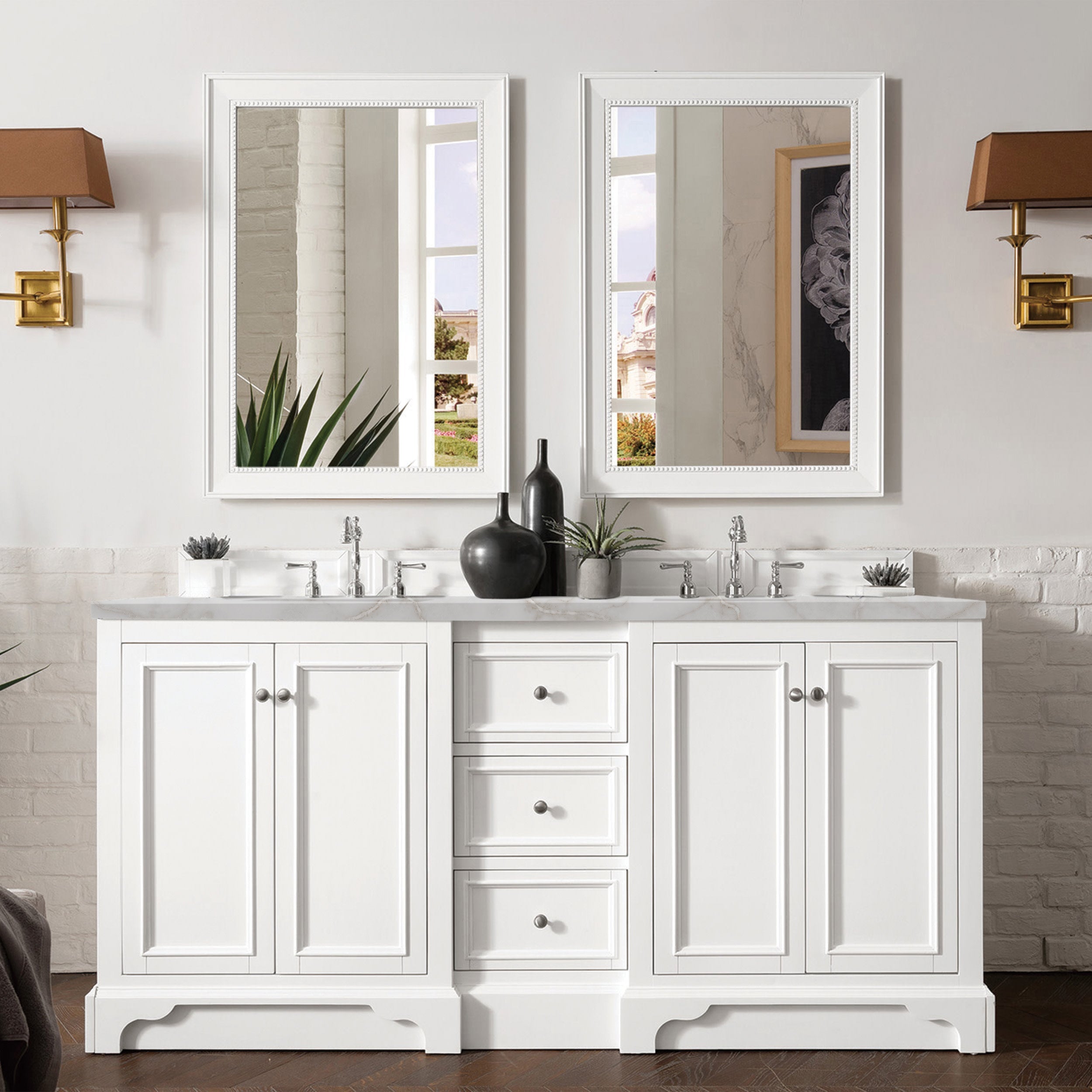 Bright White / Victorian Silver - 3 Faucet Holes