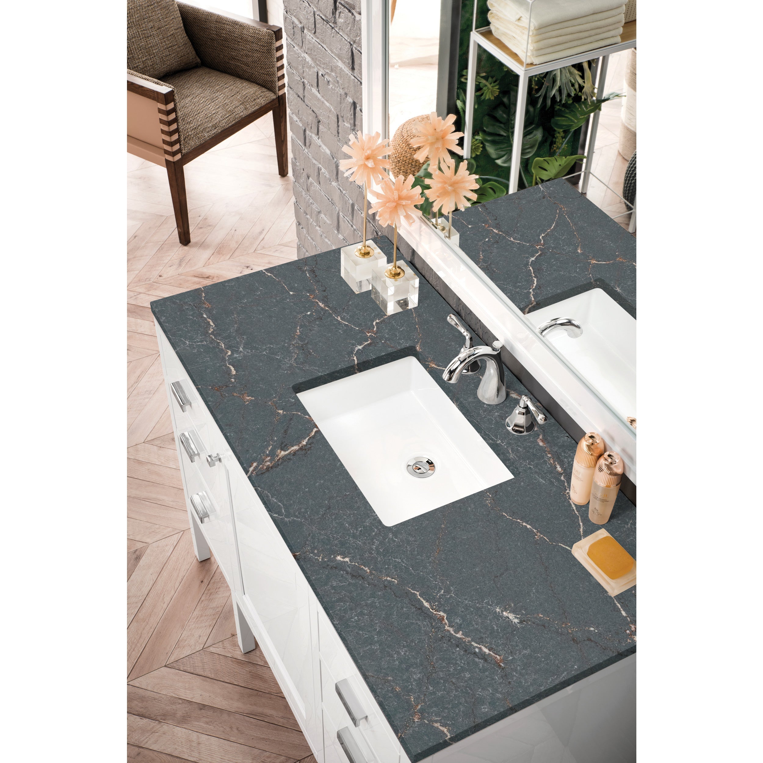 Glossy White / Parisien Bleu - 3 Faucet Holes